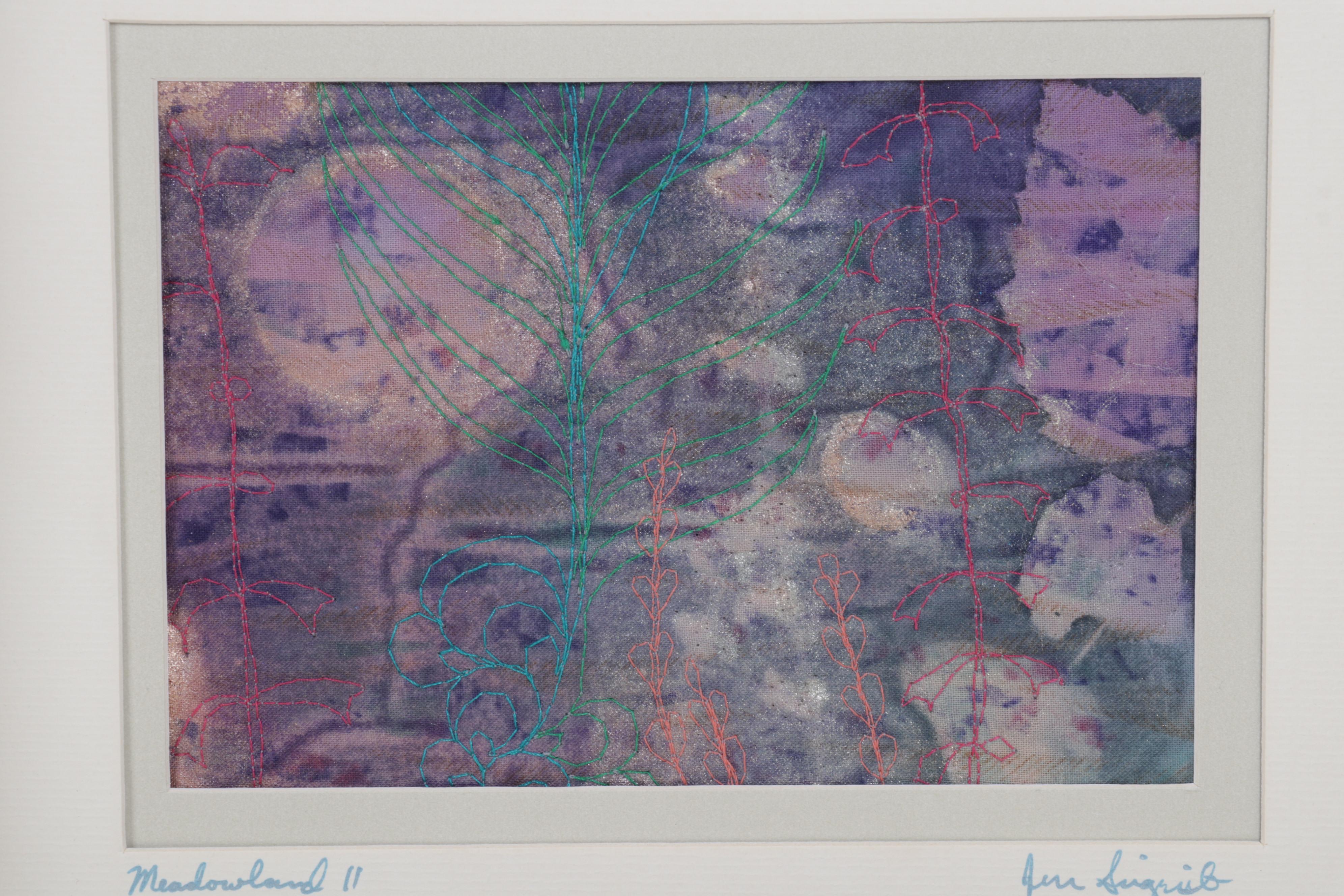 Jen Siegrist Mixed Media Textile Panels "Vine 26" and "Meadowland 9 & 11"