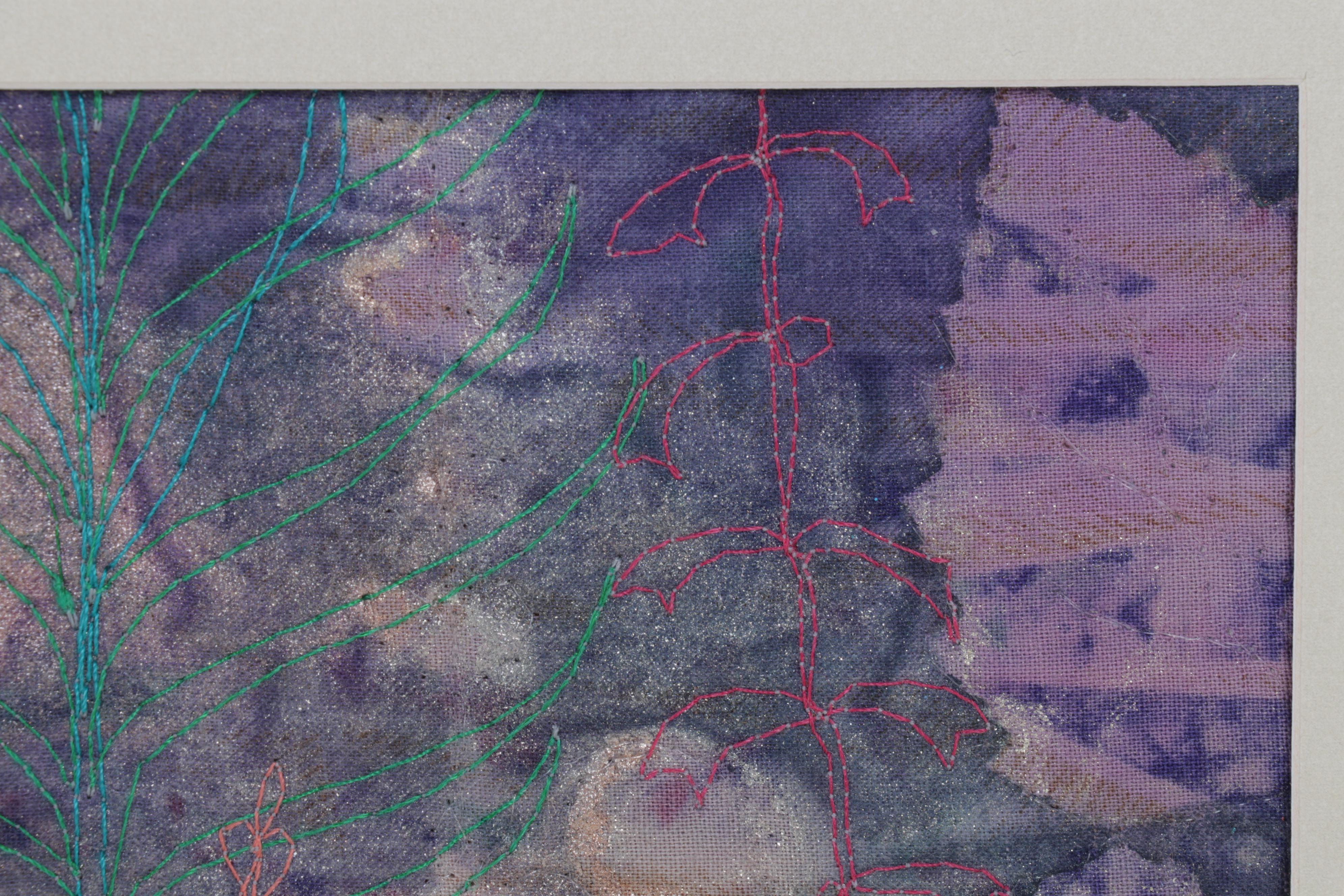 Jen Siegrist Mixed Media Textile Panels "Vine 26" and "Meadowland 9 & 11"