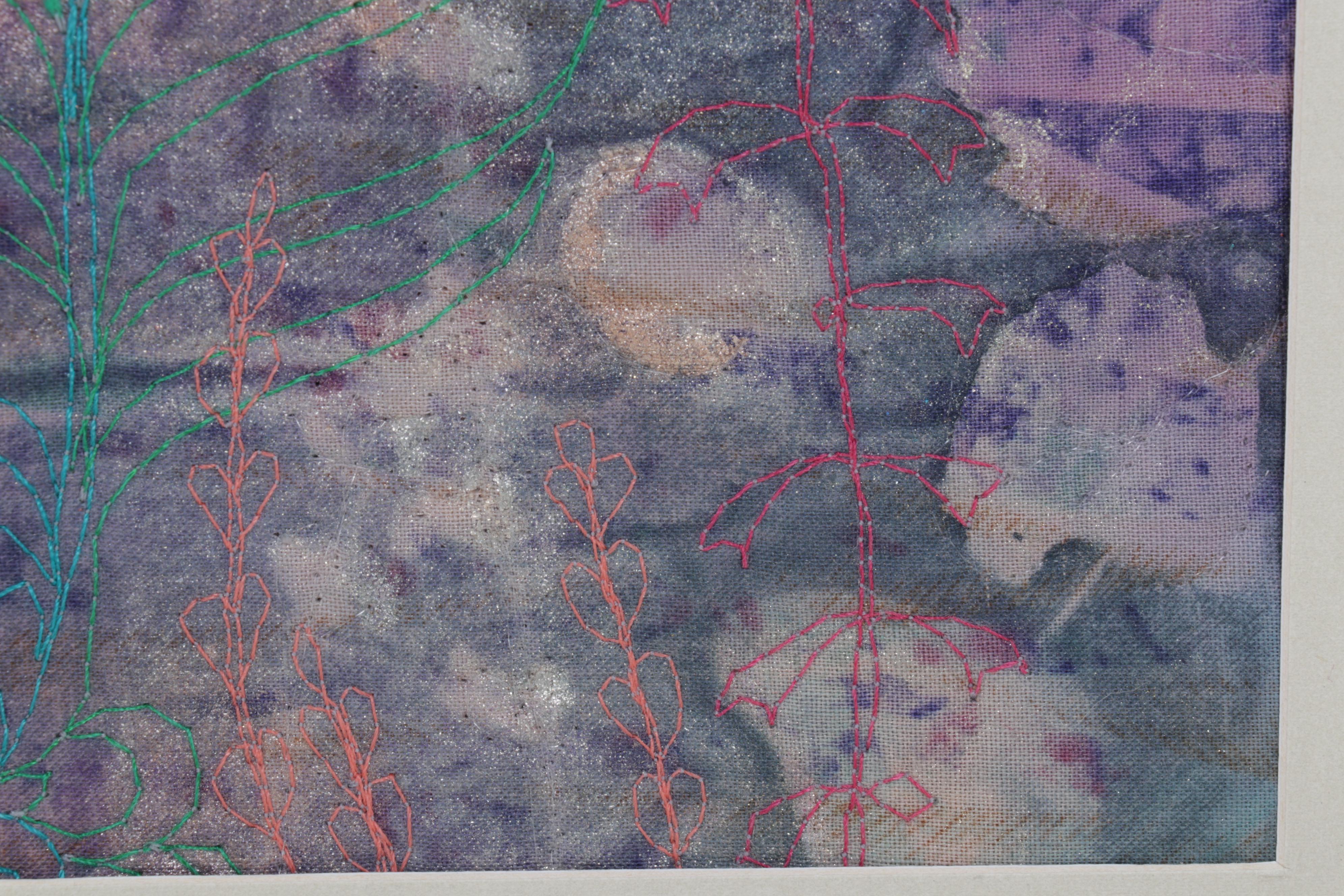 Jen Siegrist Mixed Media Textile Panels "Vine 26" and "Meadowland 9 & 11"