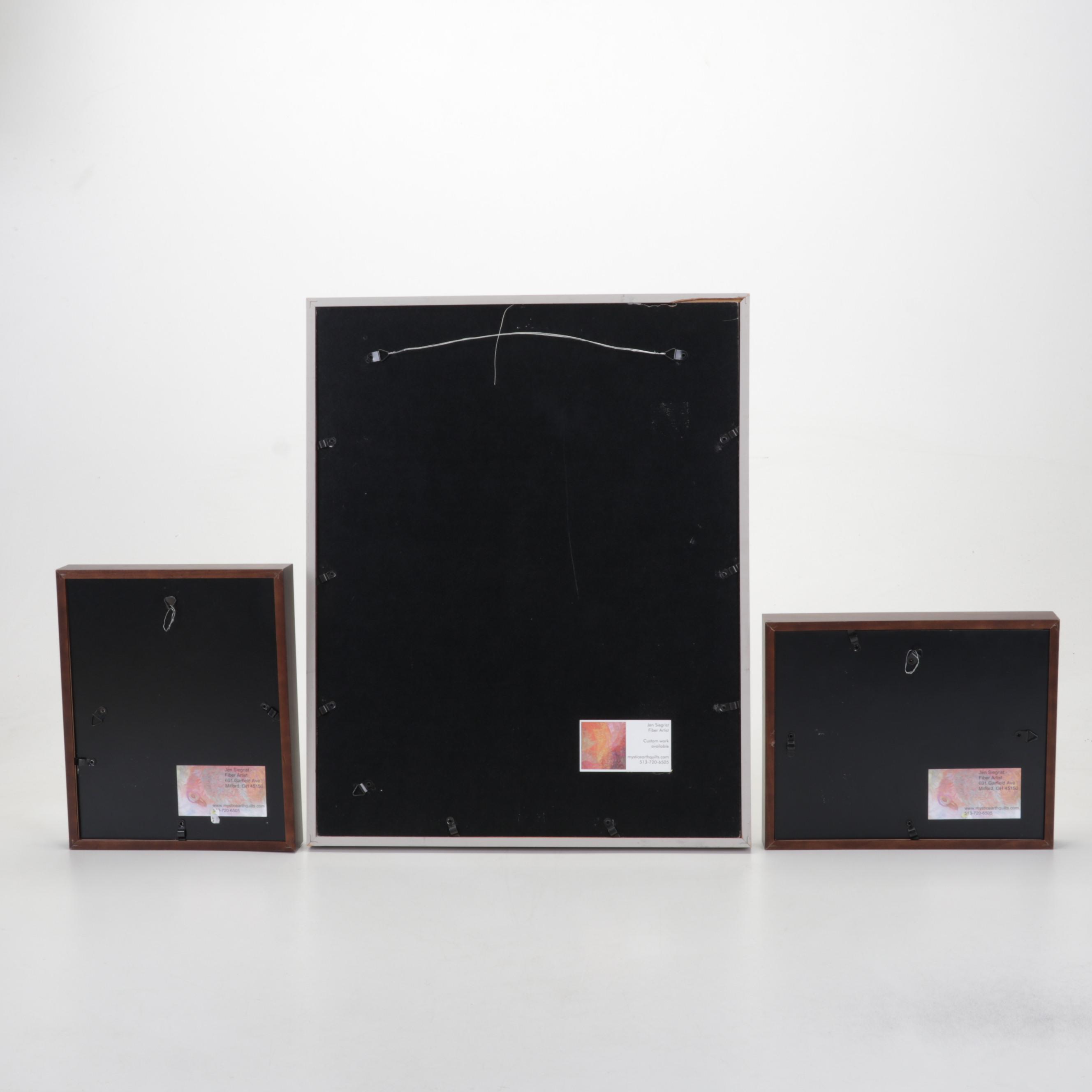 Jen Siegrist Mixed Media Textile Panels "Vine 26" and "Meadowland 9 & 11"