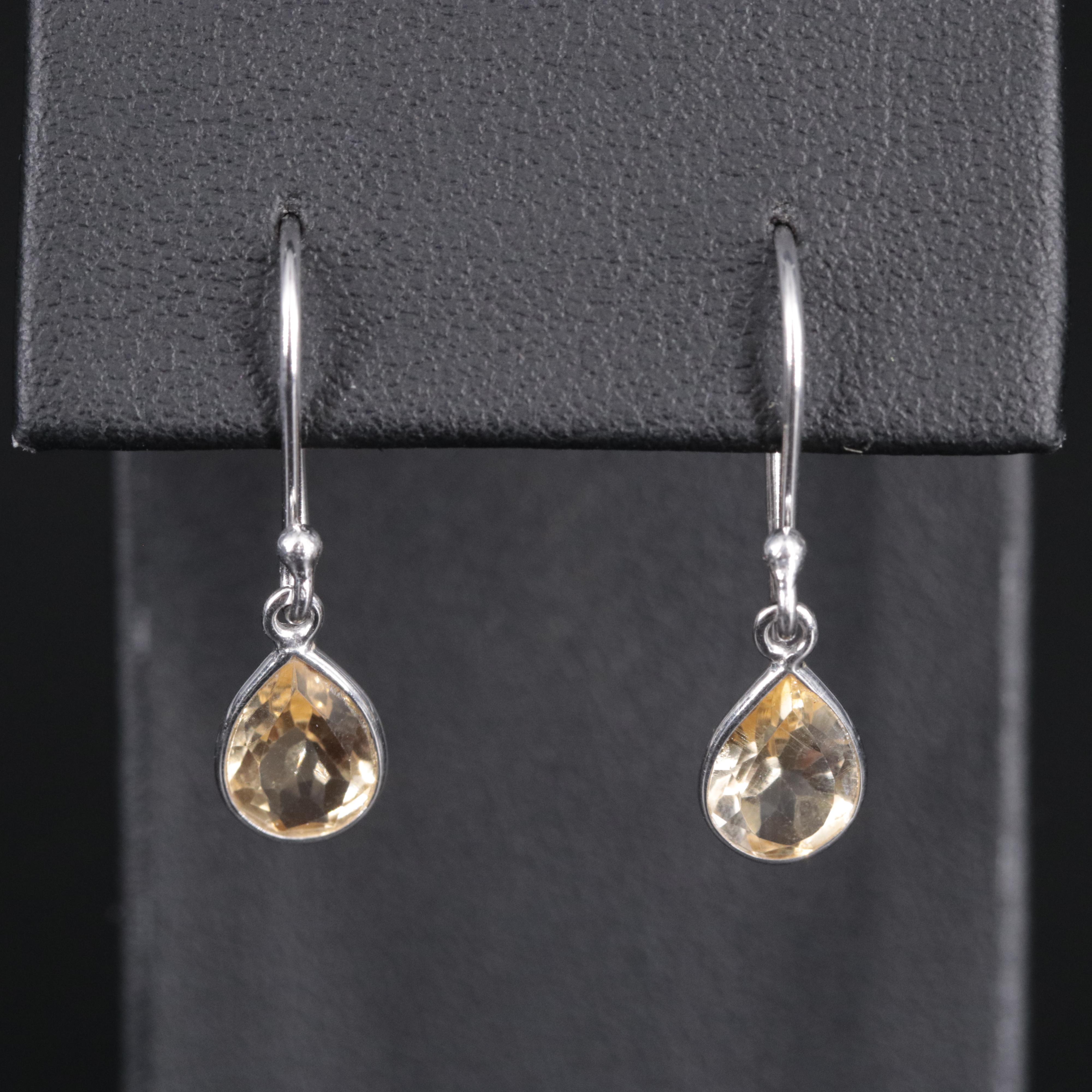 Sterling Silver Citrine Drop Earrings