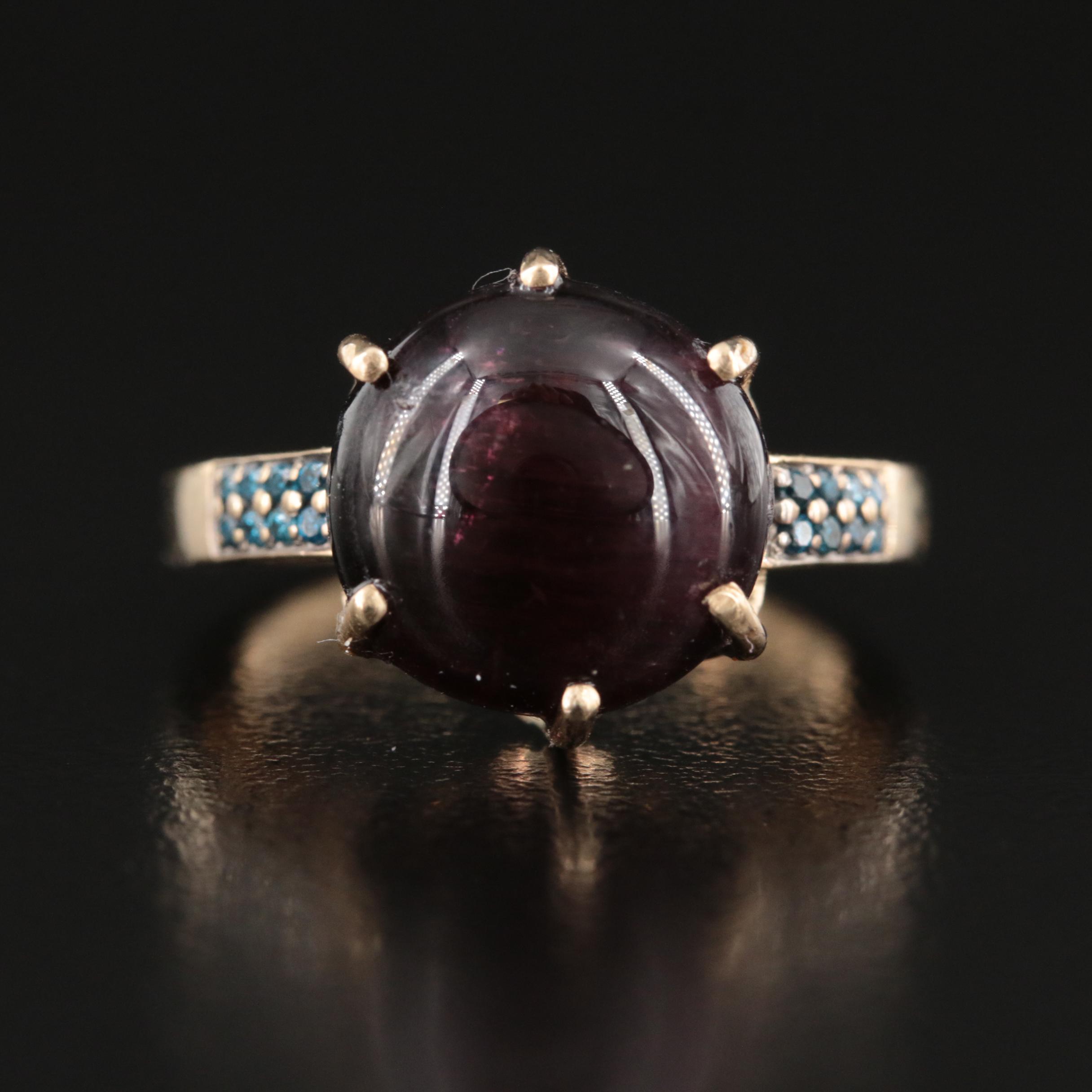 10K 10.07 CT Cat's Eye Tourmaline and Diamond with GIA Report