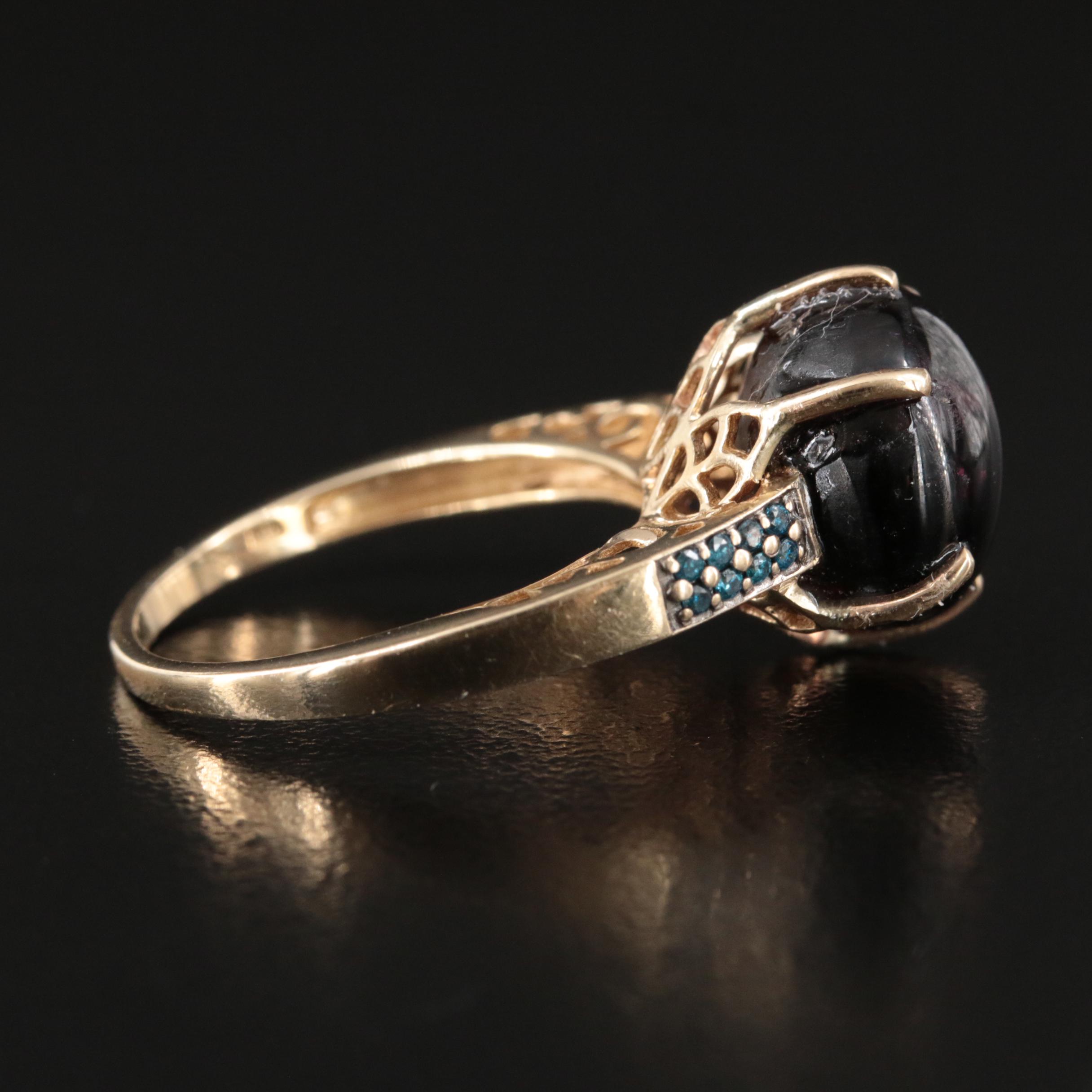 10K 10.07 CT Cat's Eye Tourmaline and Diamond with GIA Report