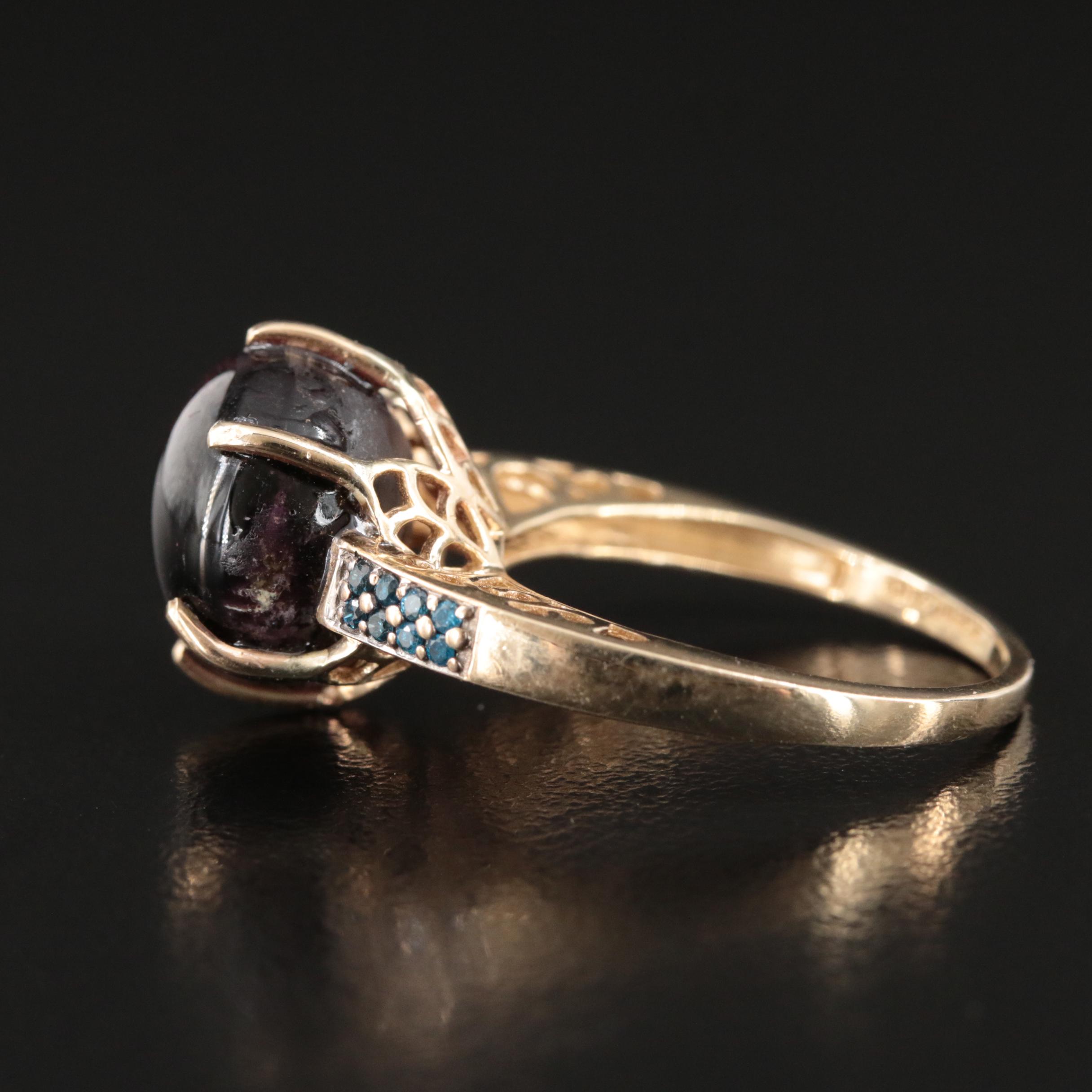 10K 10.07 CT Cat's Eye Tourmaline and Diamond with GIA Report