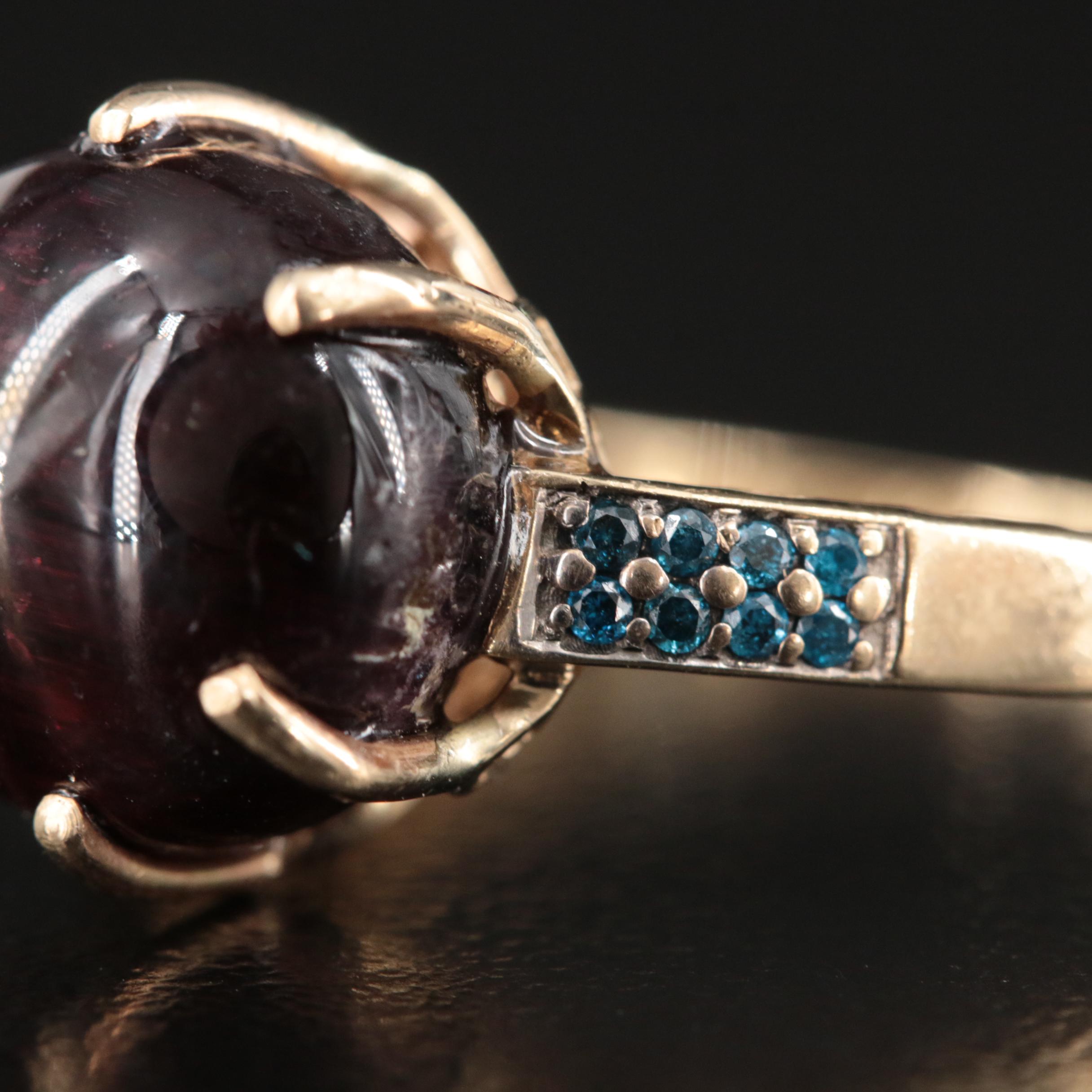 10K 10.07 CT Cat's Eye Tourmaline and Diamond with GIA Report