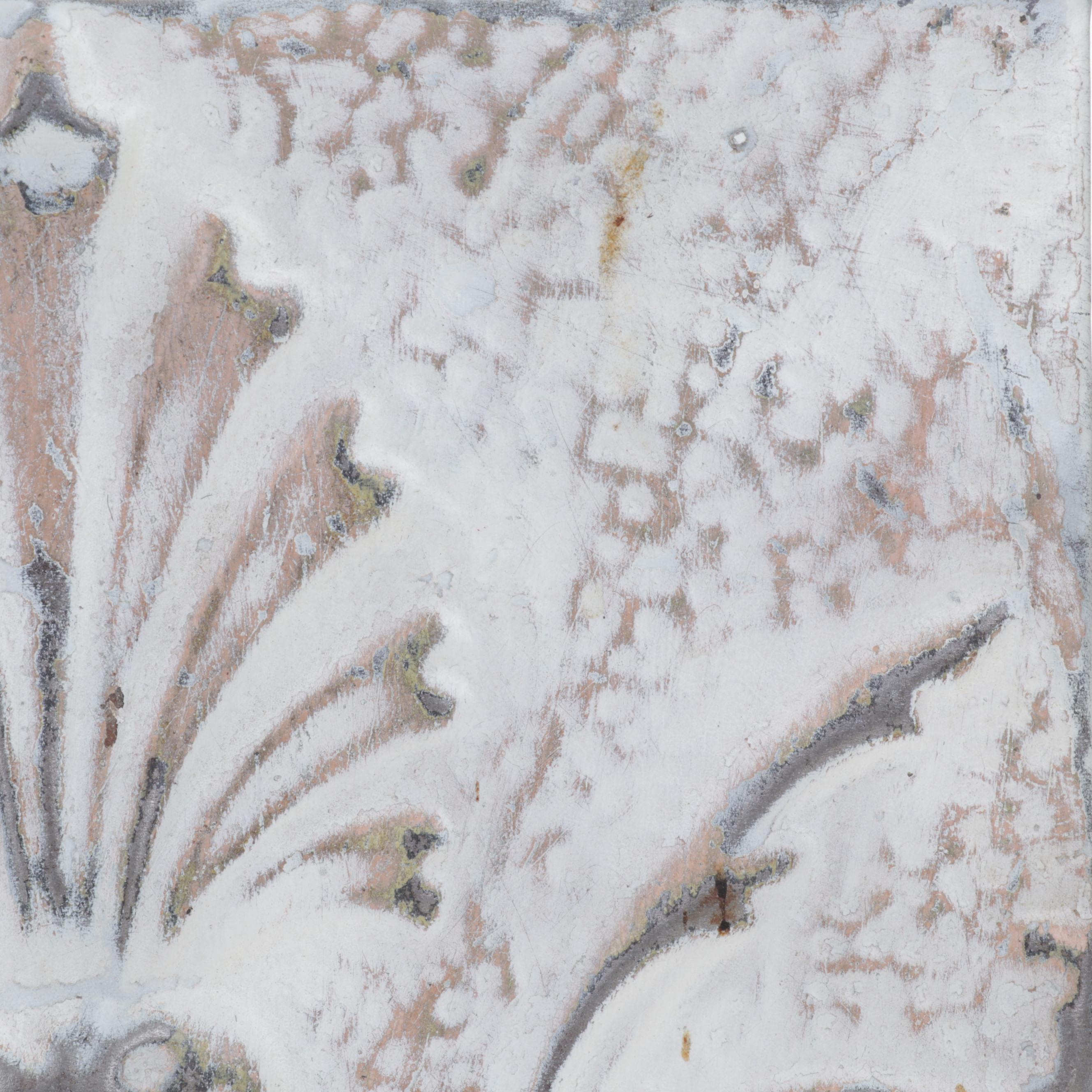 Foliate Pattern Pressed Tin Ceiling Tile Wall Hanging, Early 20th Century