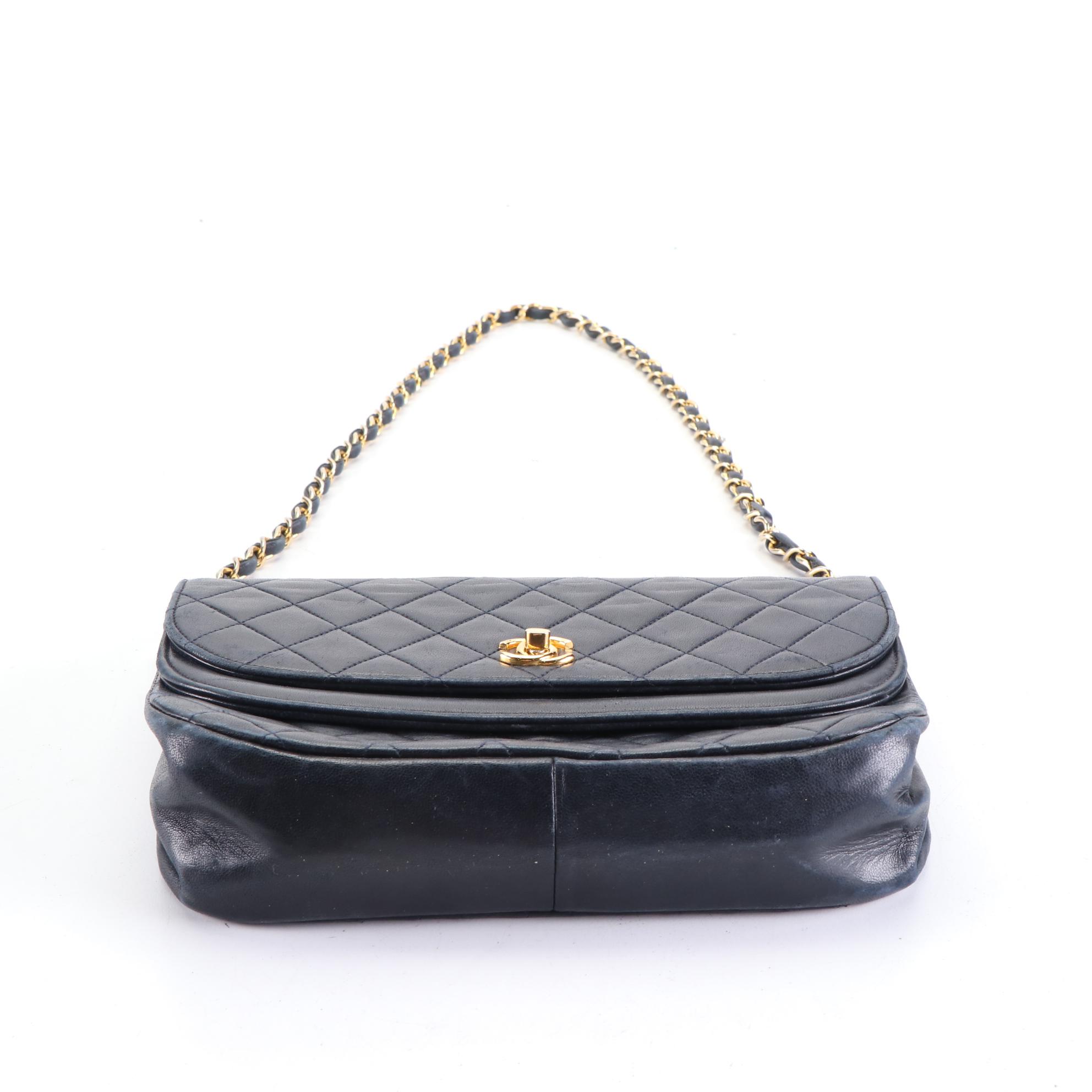 Chanel Double Flap Shoulder Bag in Lambskin Quilted Leather with Chain Strap