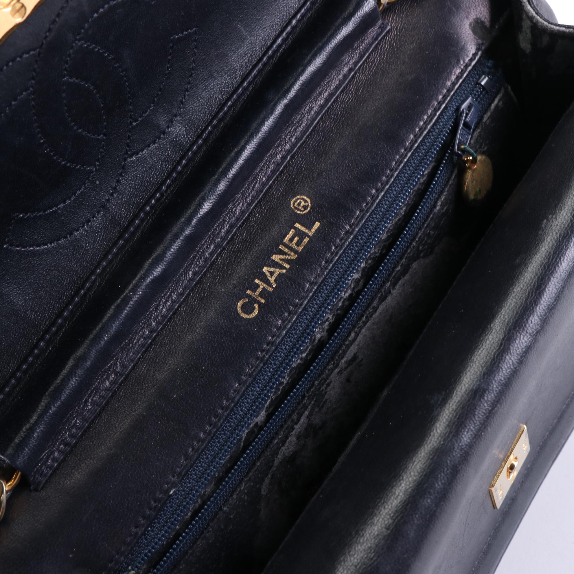 Chanel Double Flap Shoulder Bag in Lambskin Quilted Leather with Chain Strap