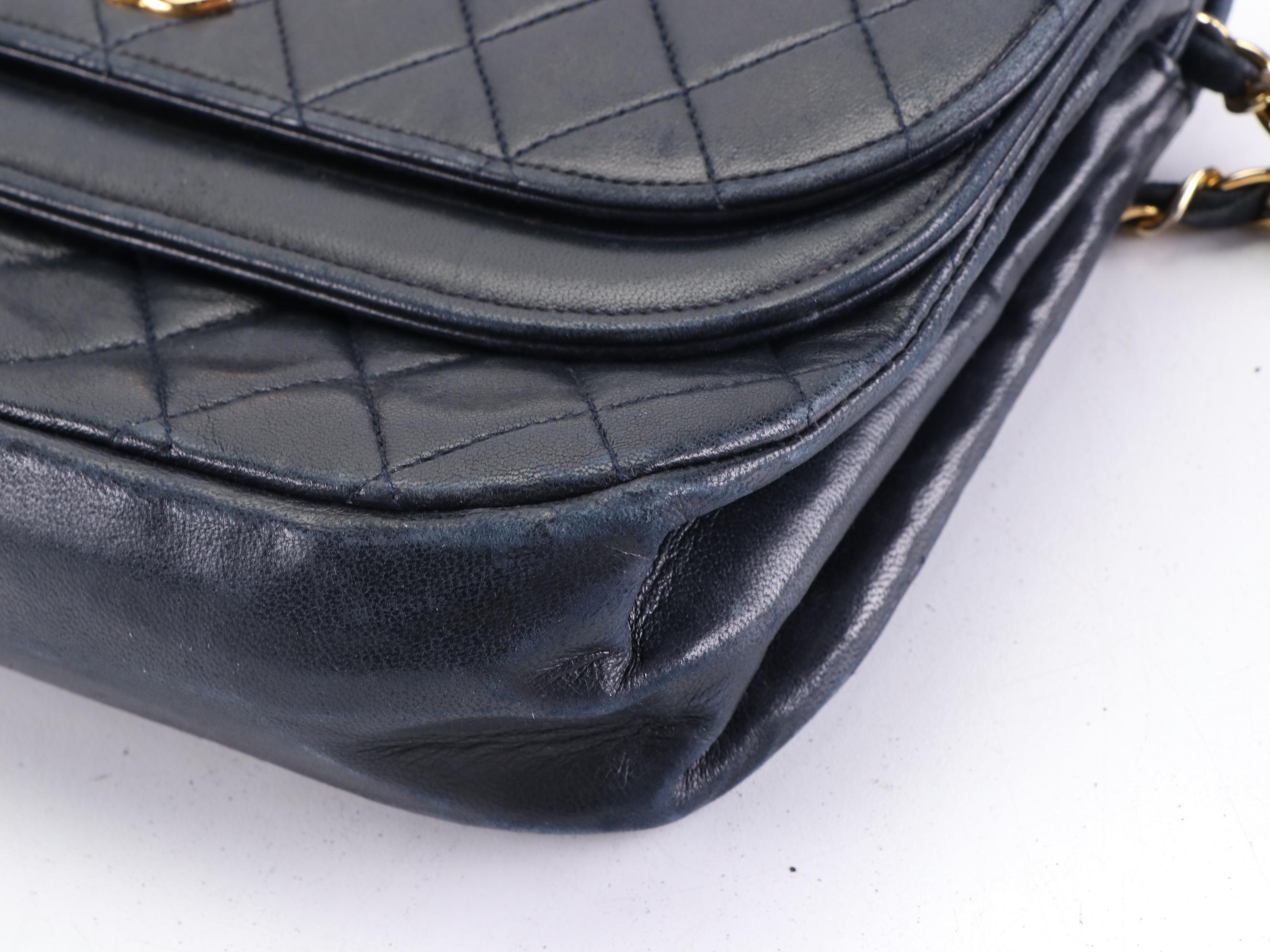 Chanel Double Flap Shoulder Bag in Lambskin Quilted Leather with Chain Strap