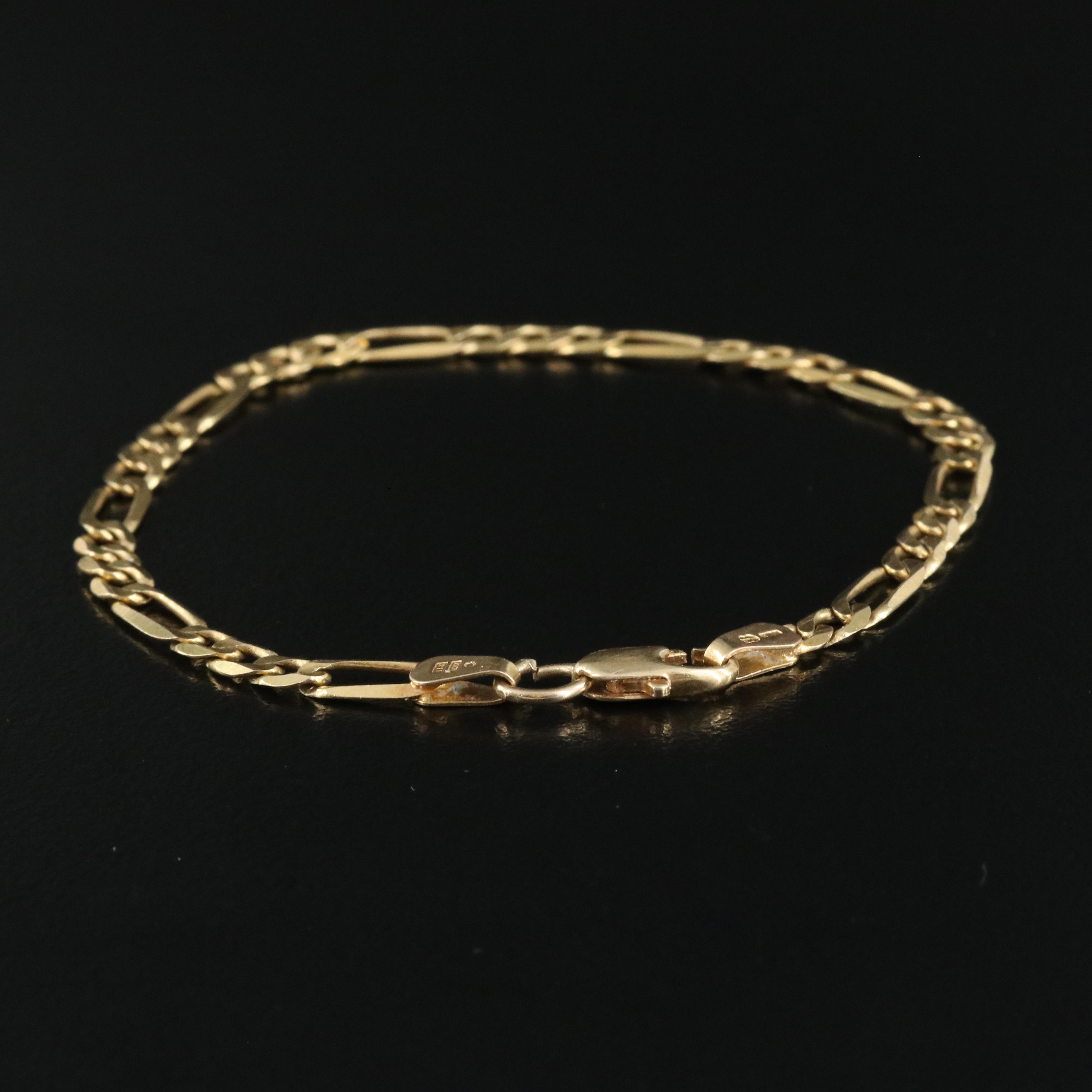 Italian UnoAErre 14K Figaro Bracelet