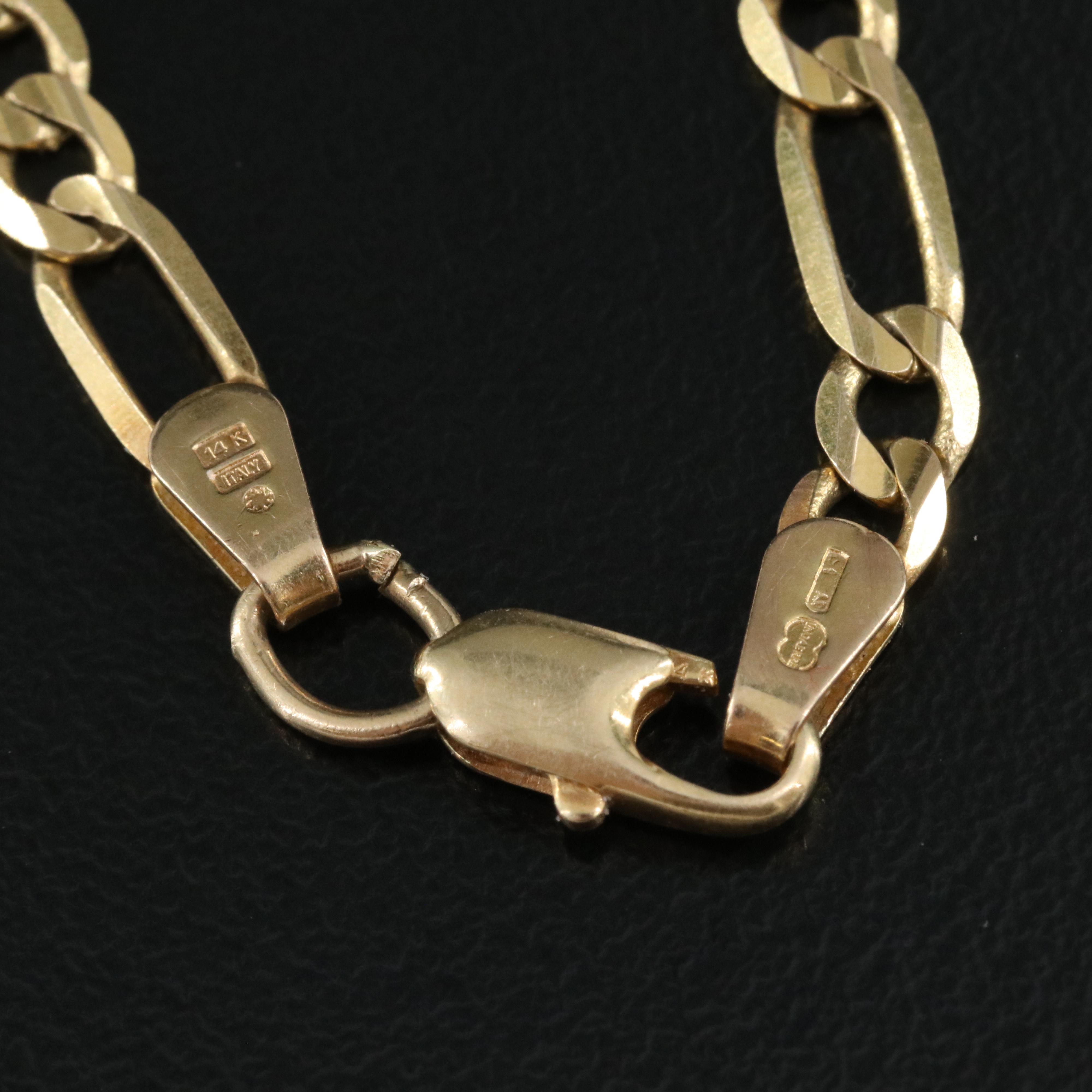 Italian UnoAErre 14K Figaro Bracelet