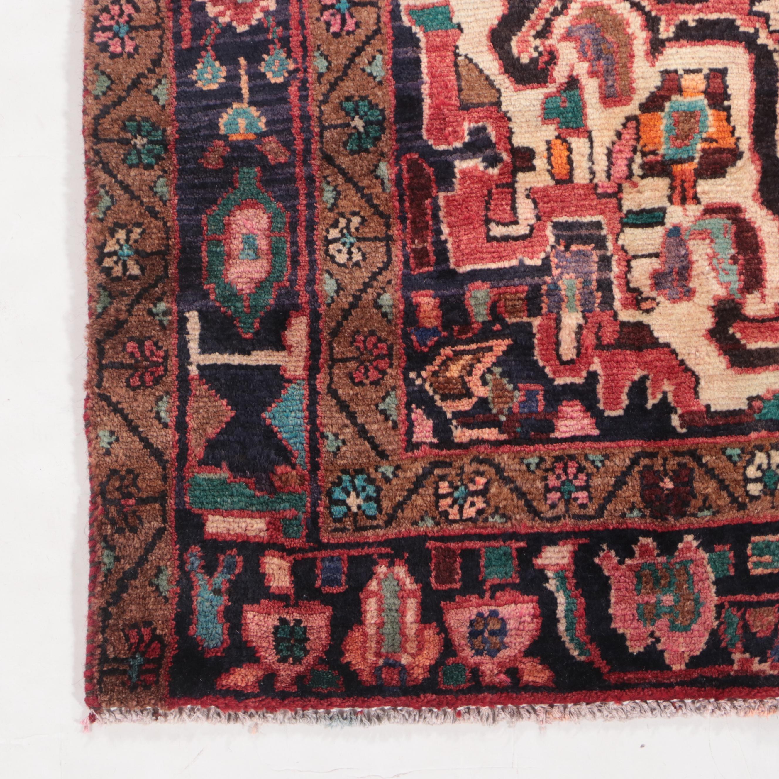 4'3 x 8'2 Hand-Knotted Persian Hamadan Area Rug