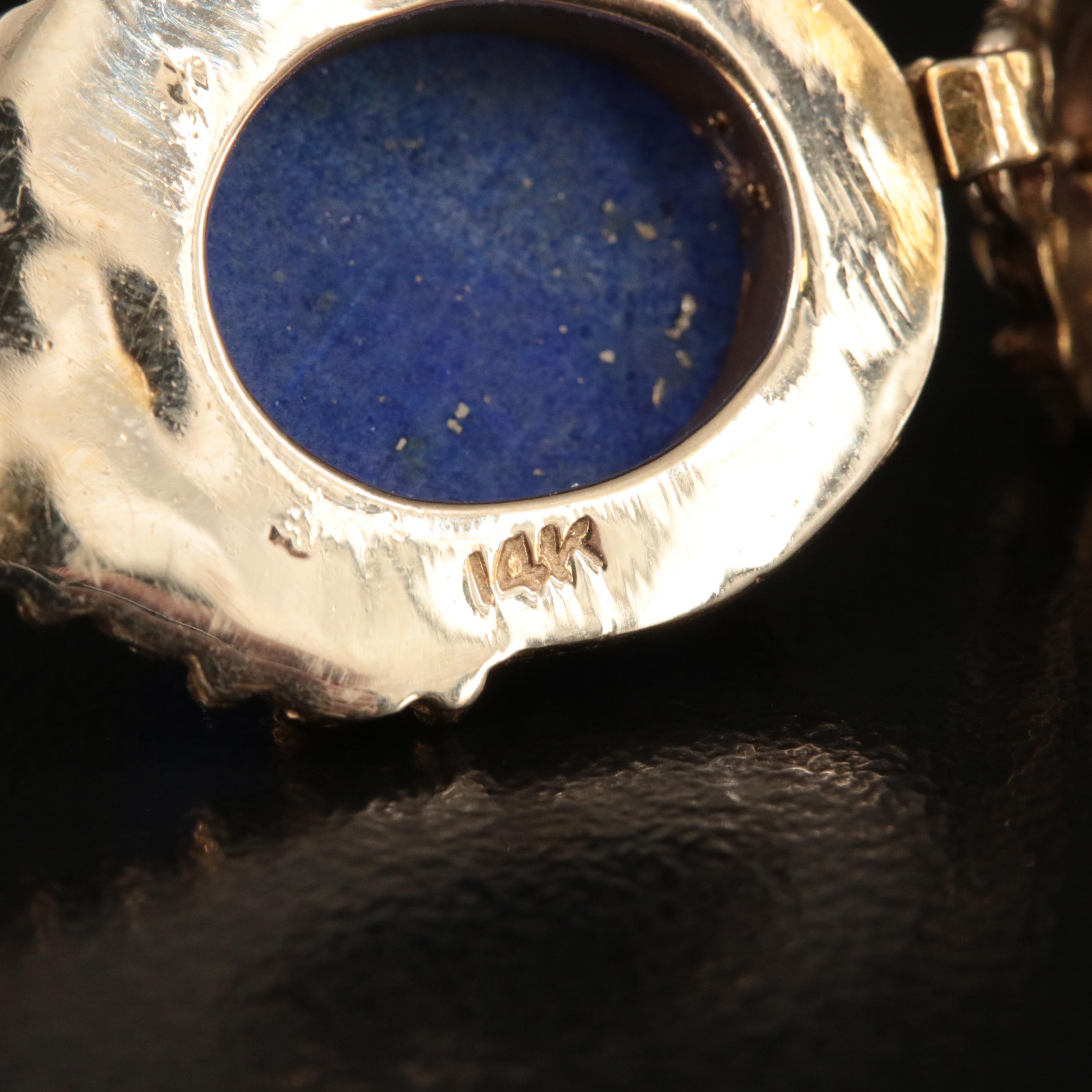 14K Lapis Lazuli and Seed Pearl Earrings