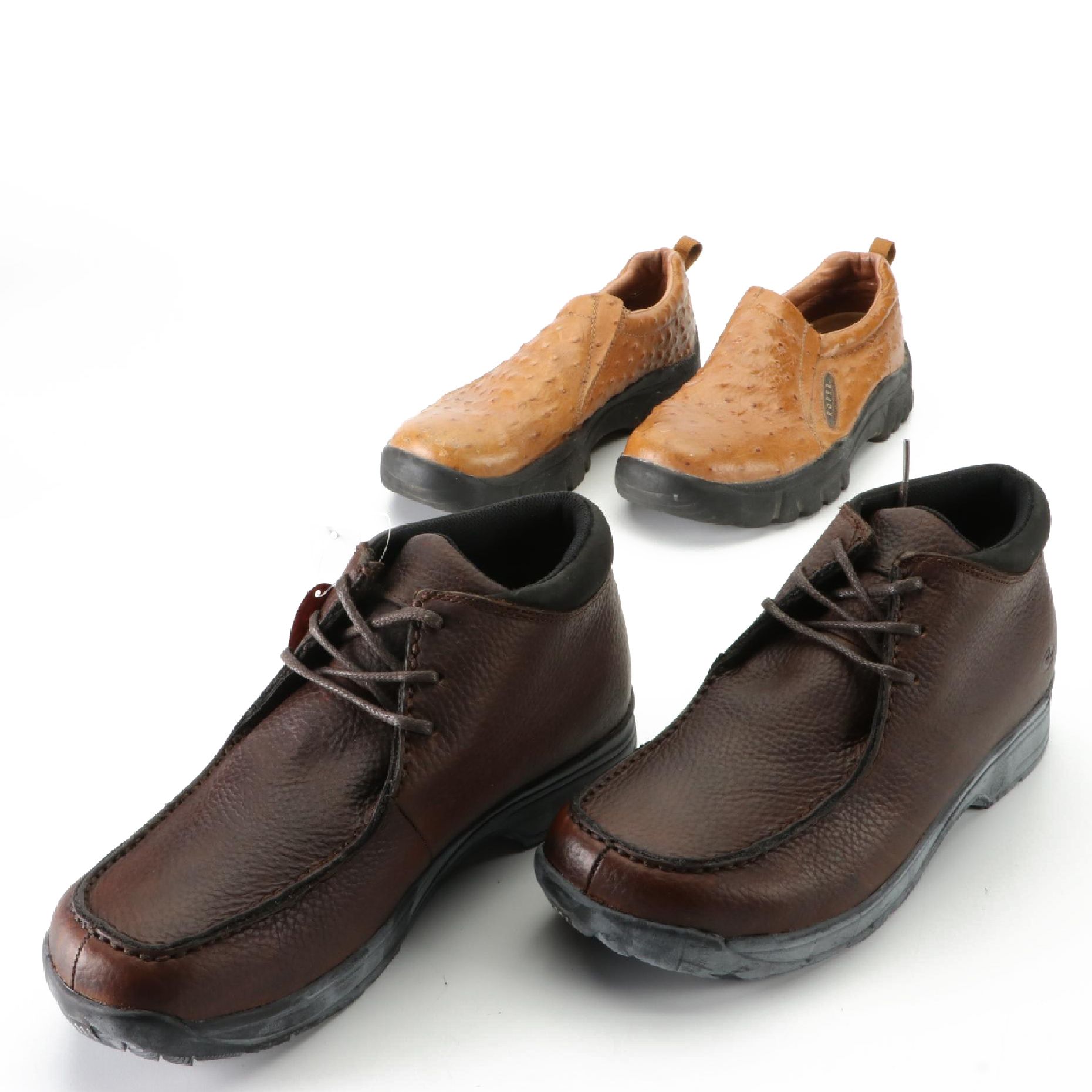 Men's Roper Leather and Ostrich Lace-Up and Slip-On Casual Shoes