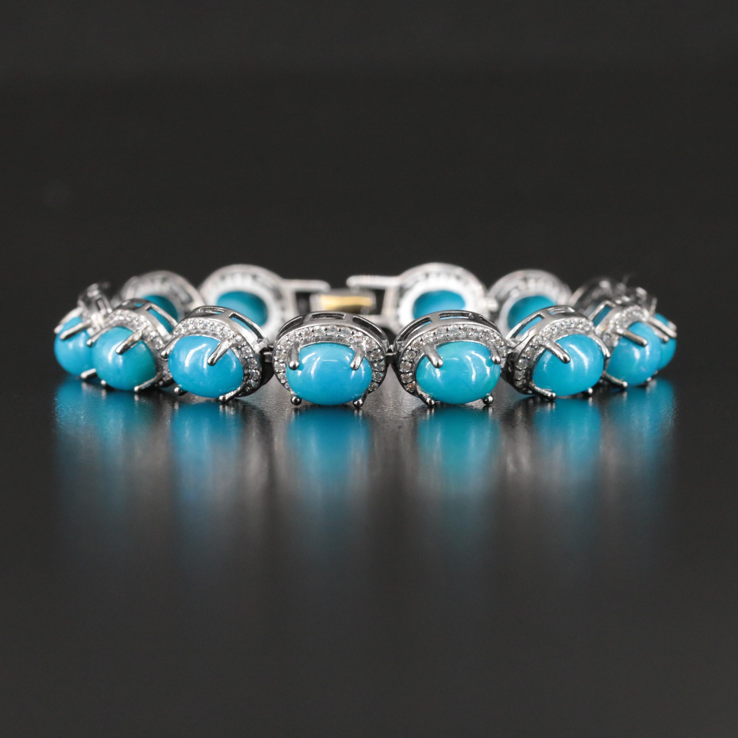 Sterling Opal and Cubic Zirconia Bracelet