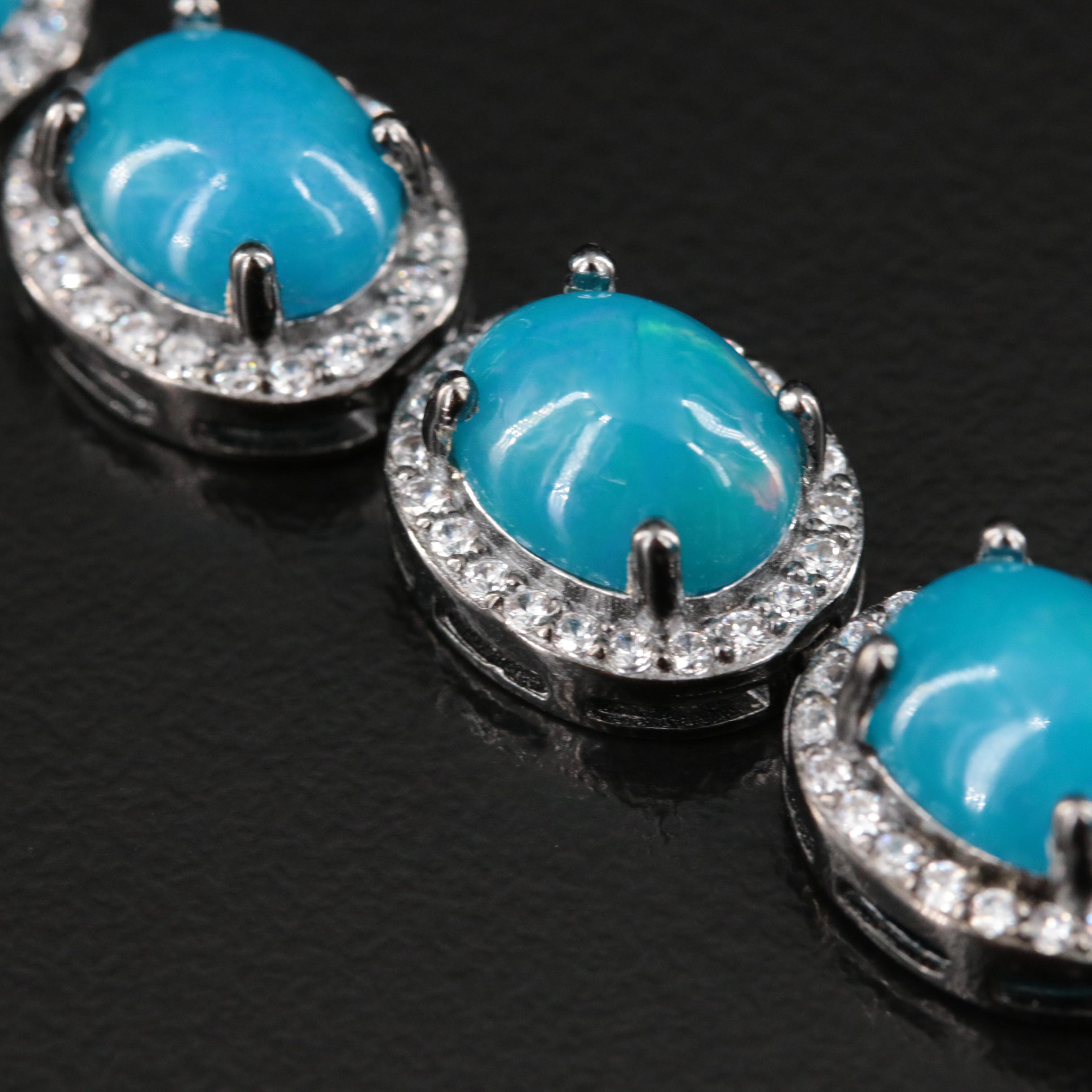 Sterling Opal and Cubic Zirconia Bracelet