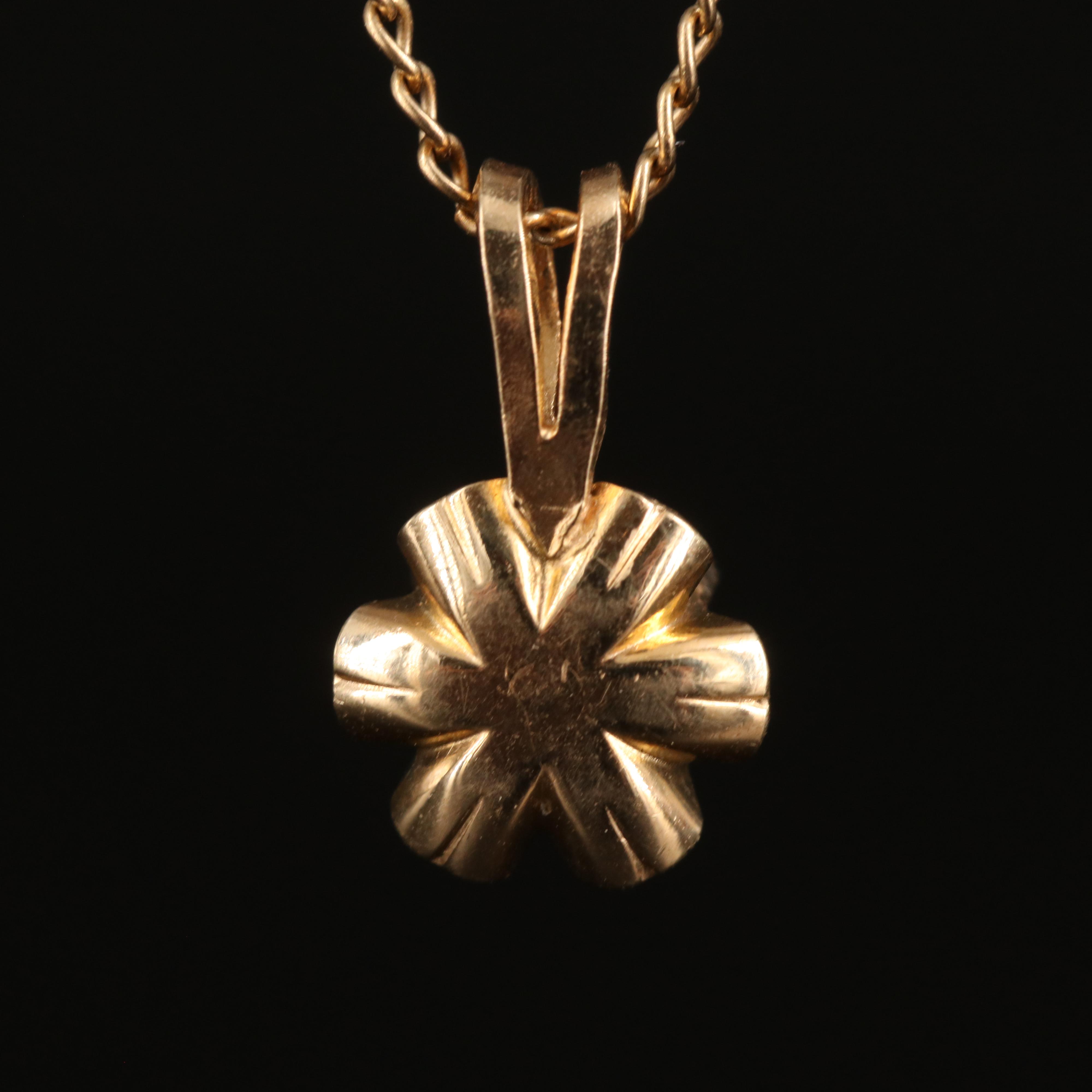 14K 0.49 CT Diamond Buttercup Pendant on Chain Necklace