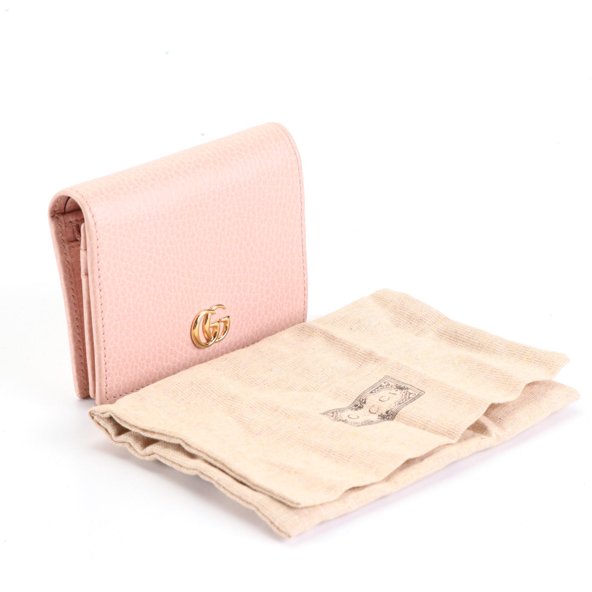 Gucci GG Marmont Leather Flap Card Case/Coin Purse with Box