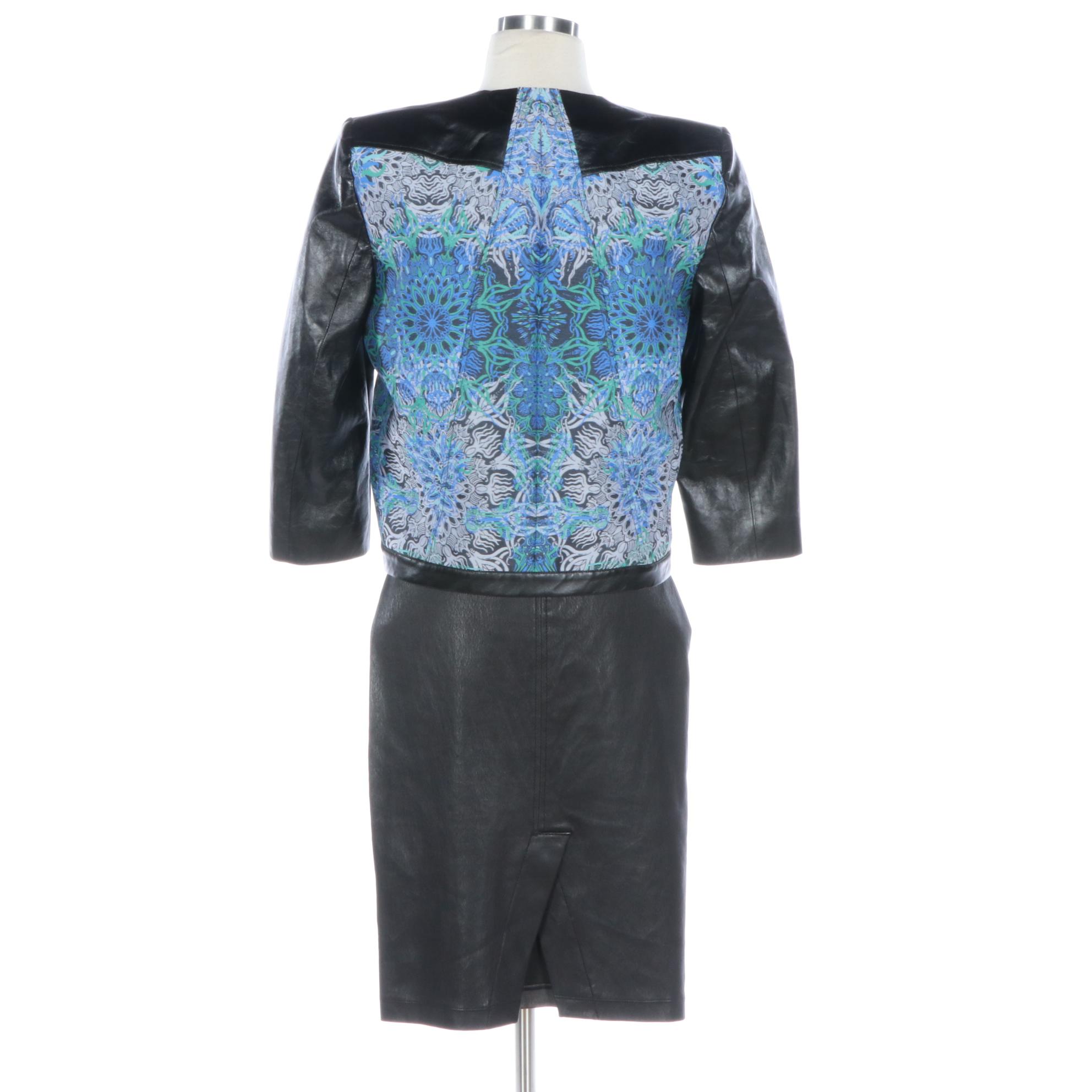 Helmut Lang for Intermix Jacket and Skirt in Lambskin Leather, New with Tags