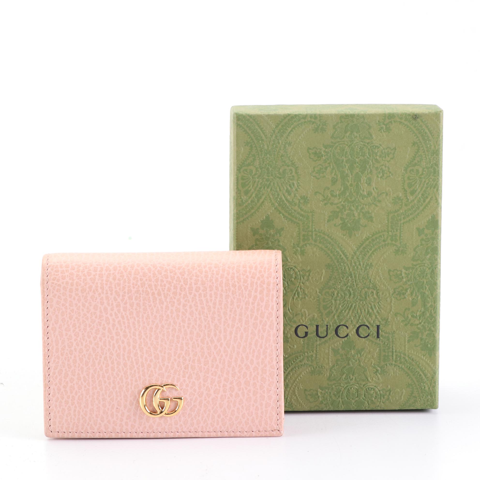 Gucci GG Marmont Leather Flap Card Case/Coin Purse with Box
