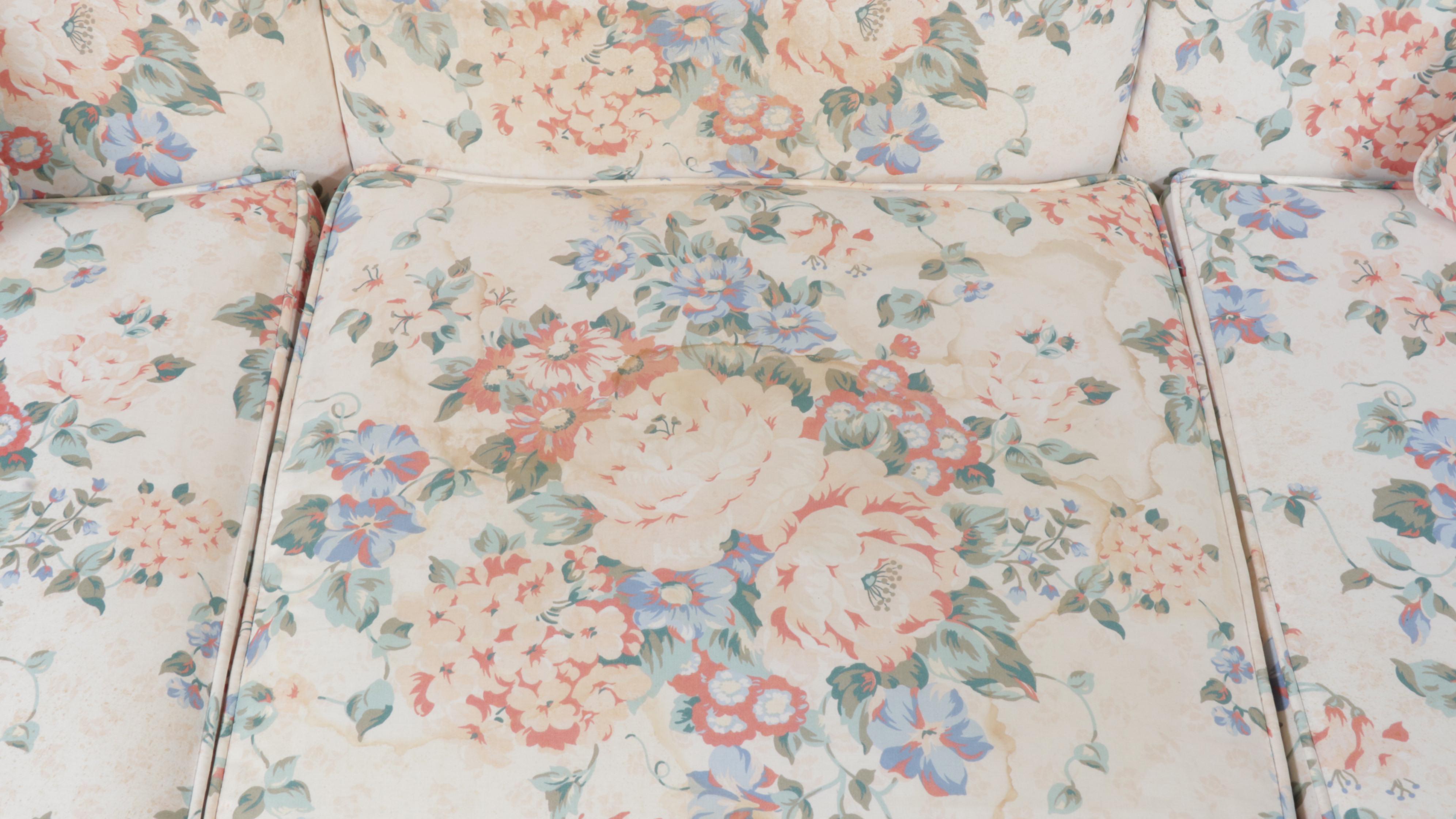 Madden Floral-Upholstered and Buttoned-Down Sofa, Late 20th Century