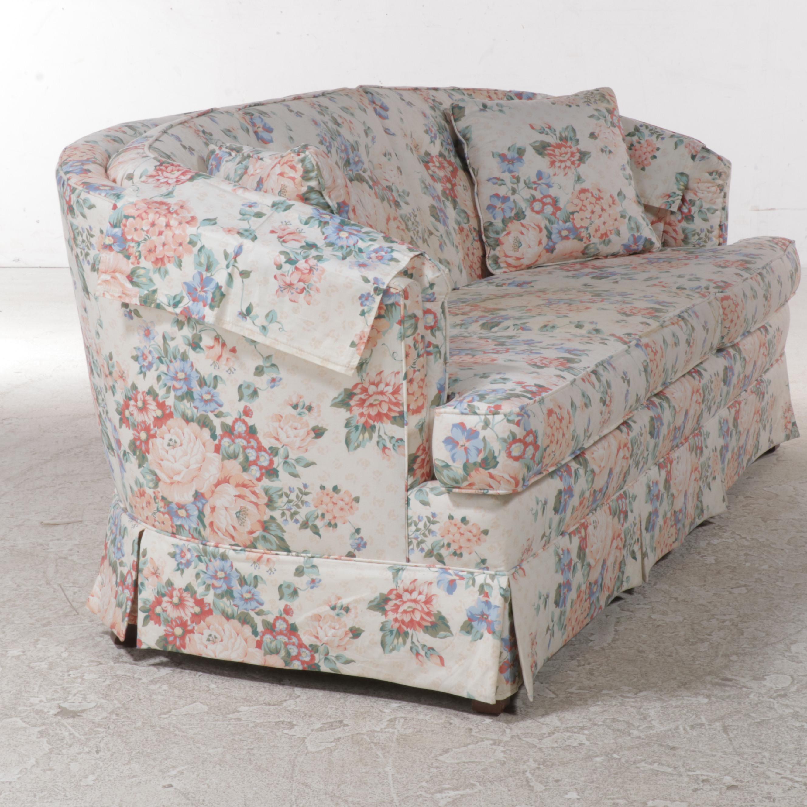 Madden Floral-Upholstered and Buttoned-Down Sofa, Late 20th Century