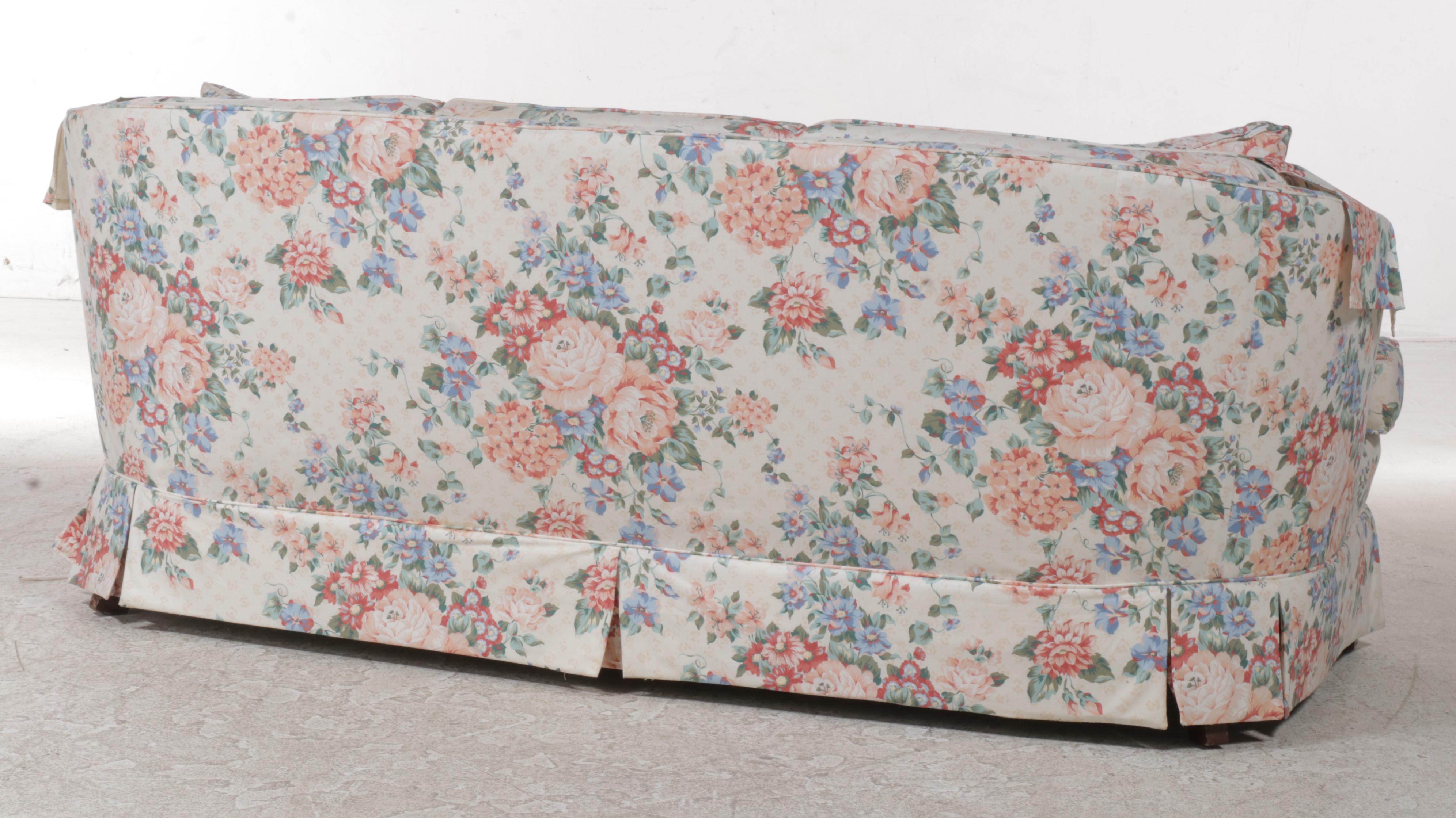 Madden Floral-Upholstered and Buttoned-Down Sofa, Late 20th Century
