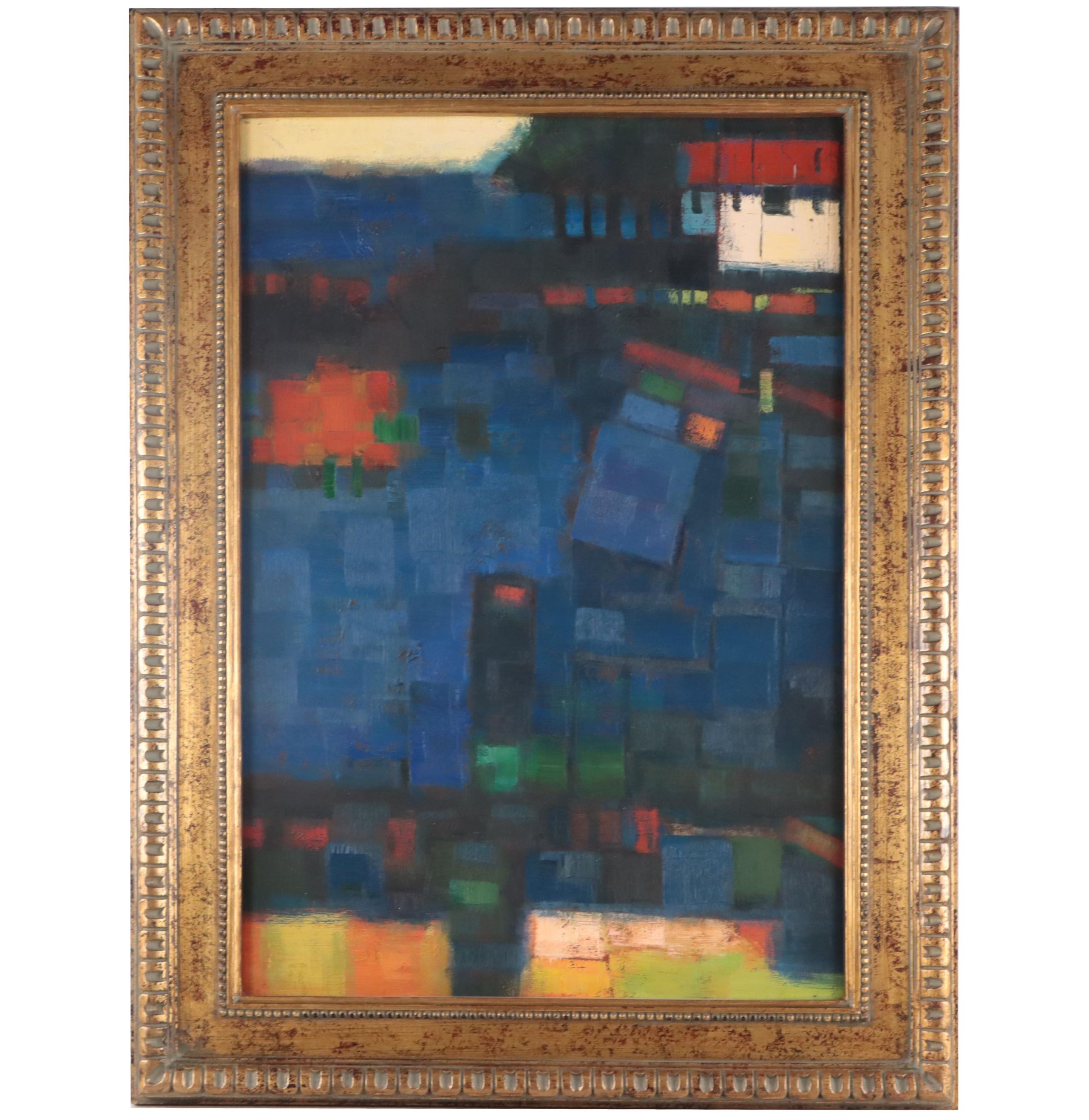 Abstract Geometric Oil Painting, Circa 2000