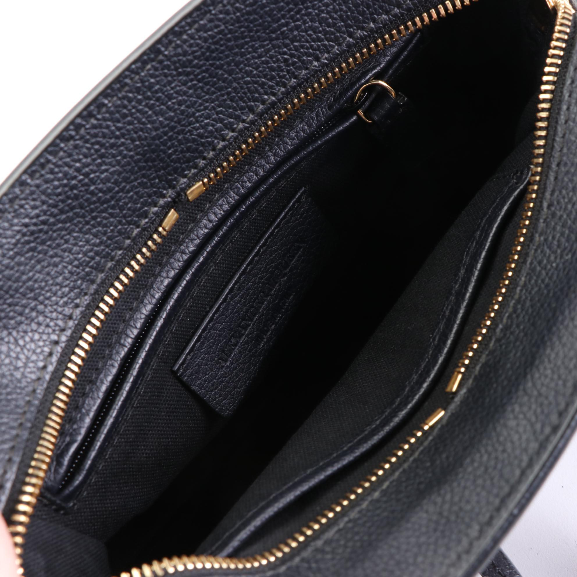 Alexander McQueen Padlock Grain Leather Two-Way Zip Bag with Skull Charm