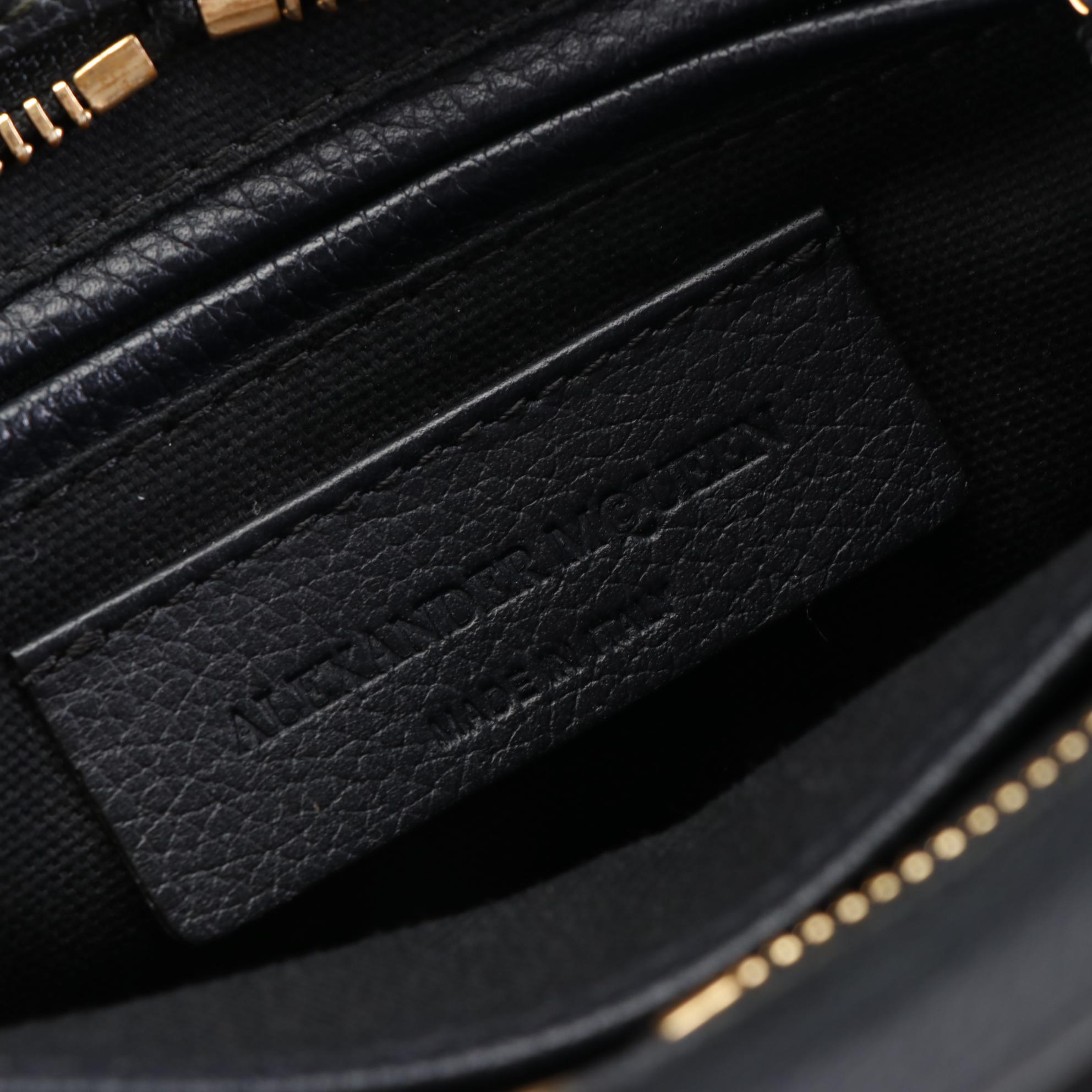 Alexander McQueen Padlock Grain Leather Two-Way Zip Bag with Skull Charm