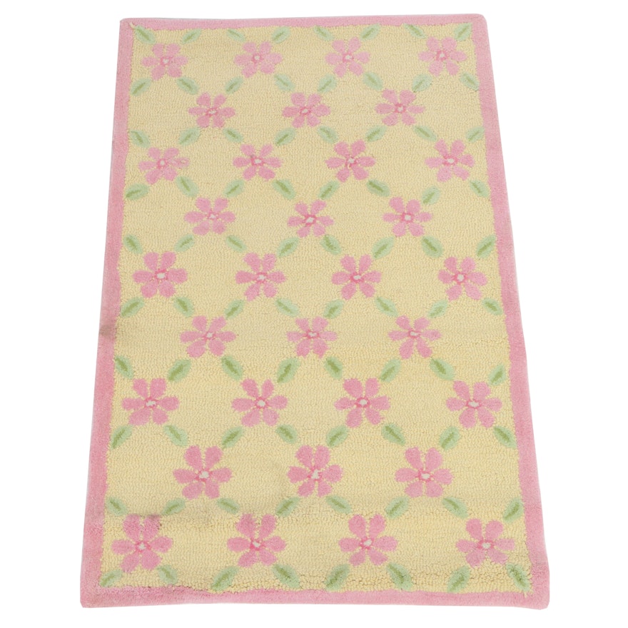 3' x 4'9 Hand-Tufted Indian Pink and Yellow Floral Accent Rug