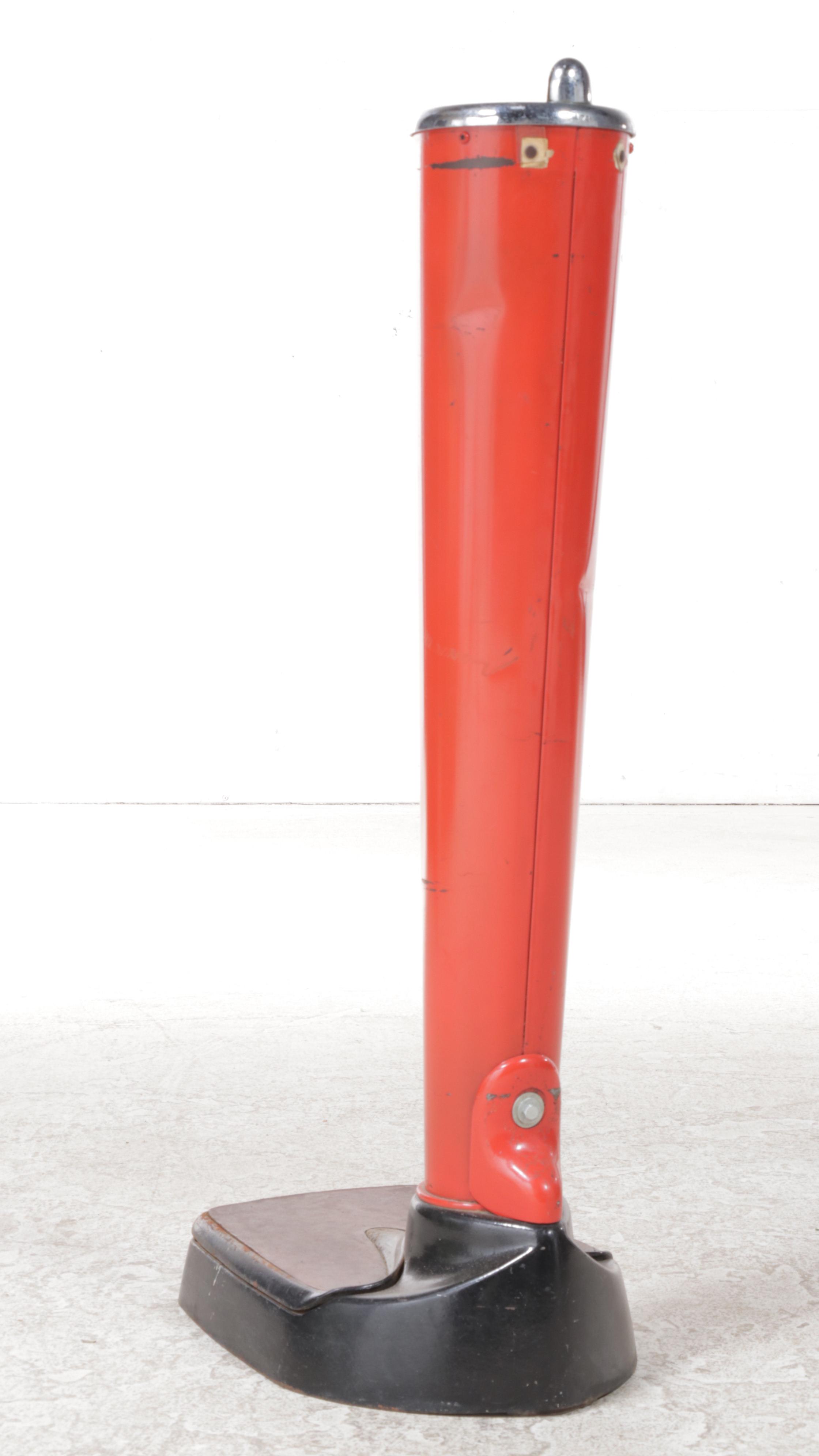 Menkhaus Nickel-Plated and Painted Metal Coin-Operated Stand-On Scale