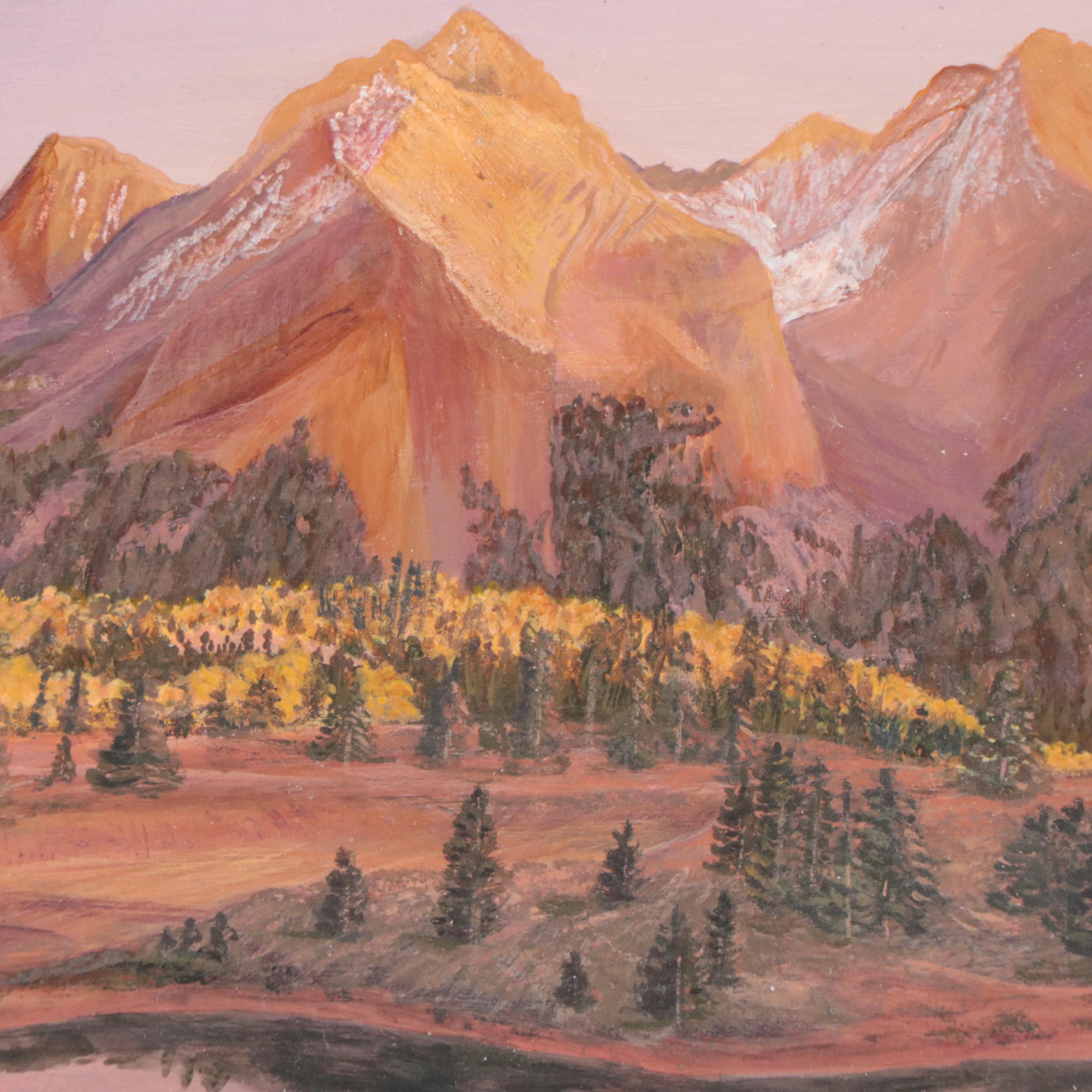 C. Wolf Western Mountain Landscape Oil Painting