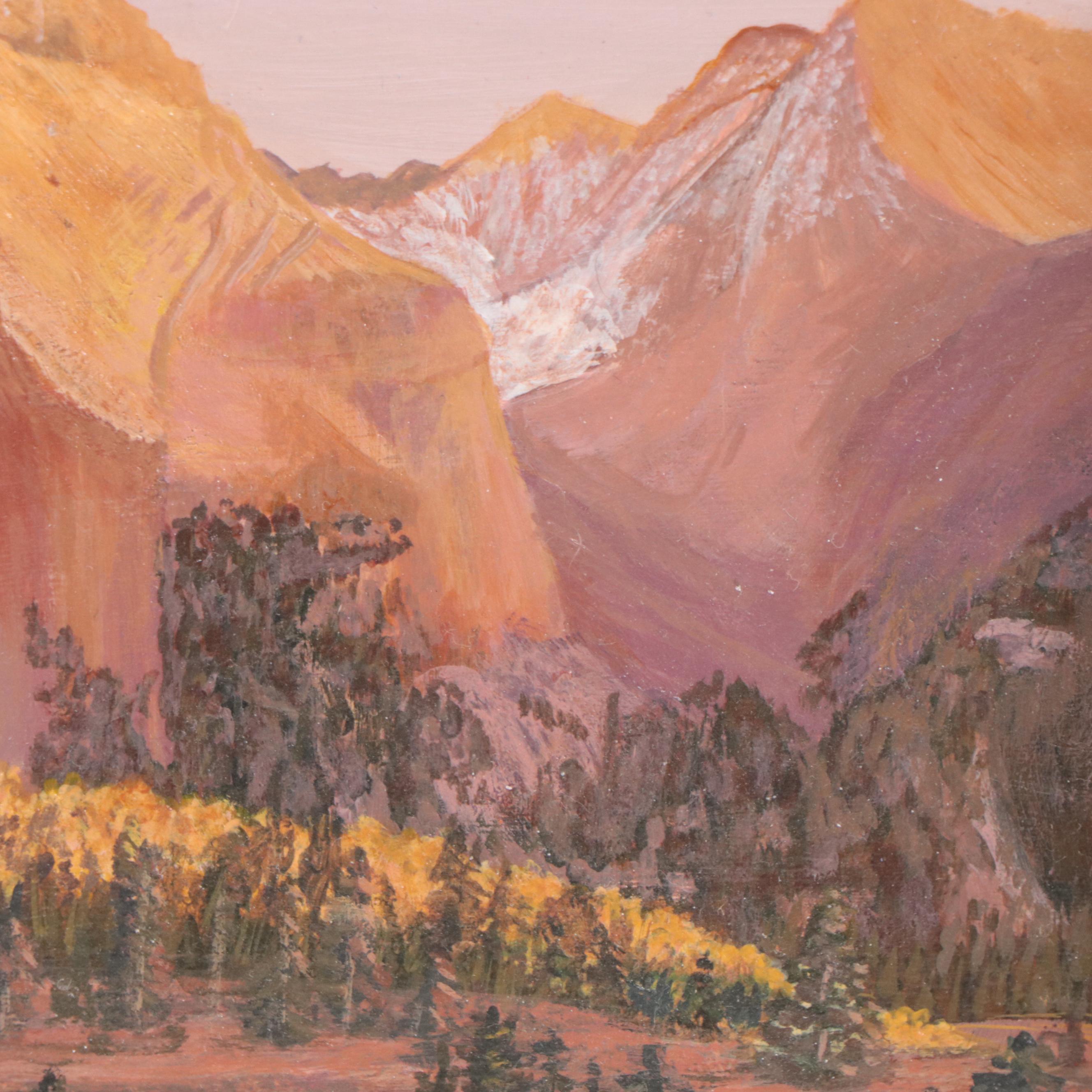 C. Wolf Western Mountain Landscape Oil Painting