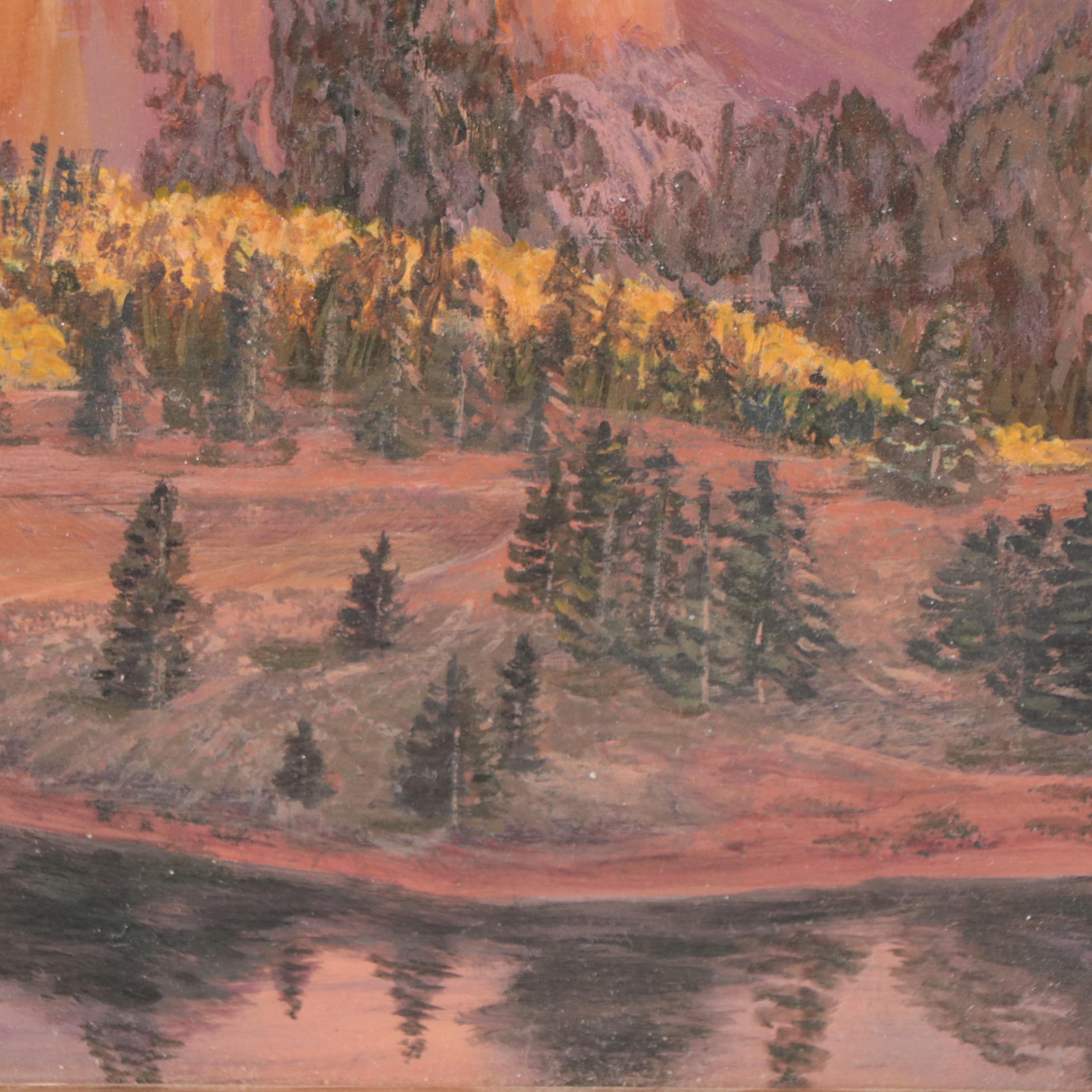 C. Wolf Western Mountain Landscape Oil Painting