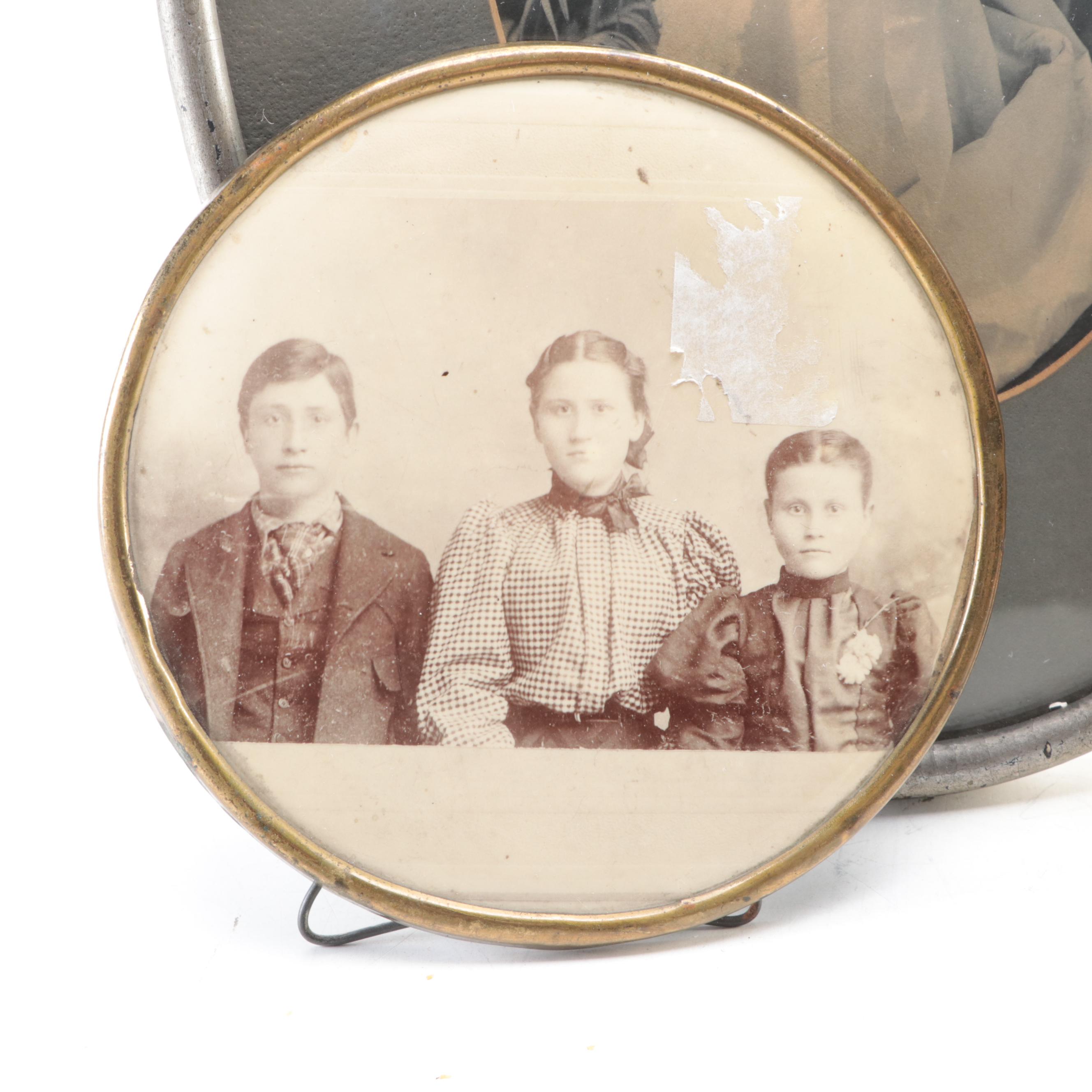 Tintypes, Silver Gelatin and Other Framed Photographs of Women, Men and Children