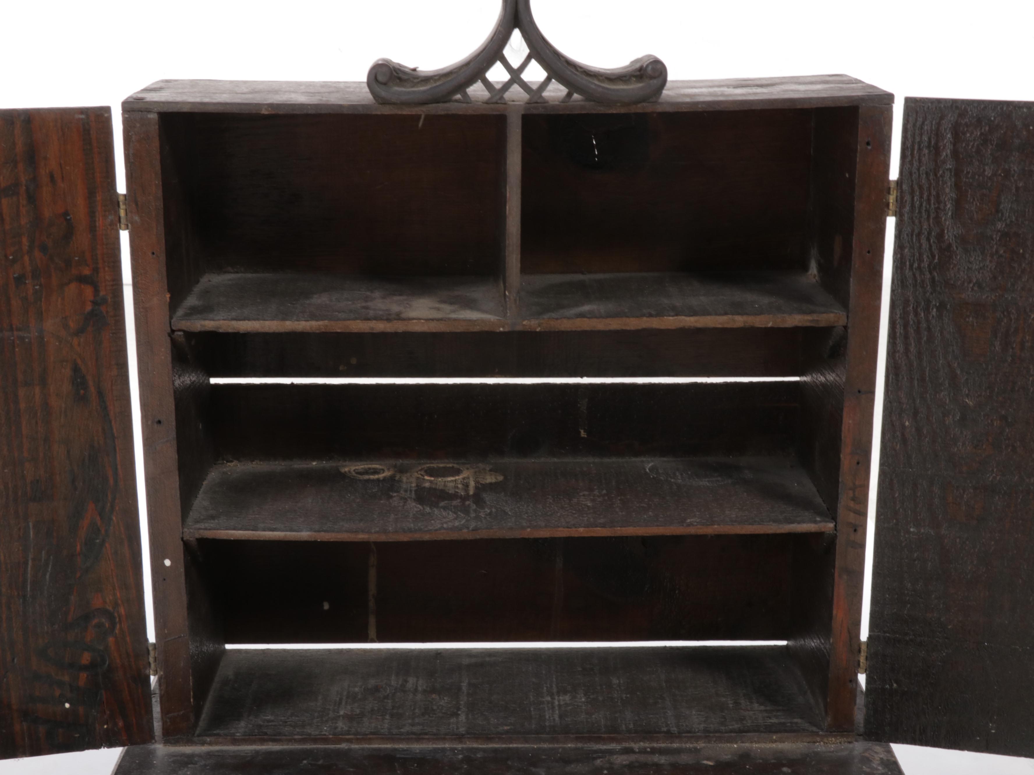 Tramp Art Pine Child's Stepback Cupboard, Early 20th Century