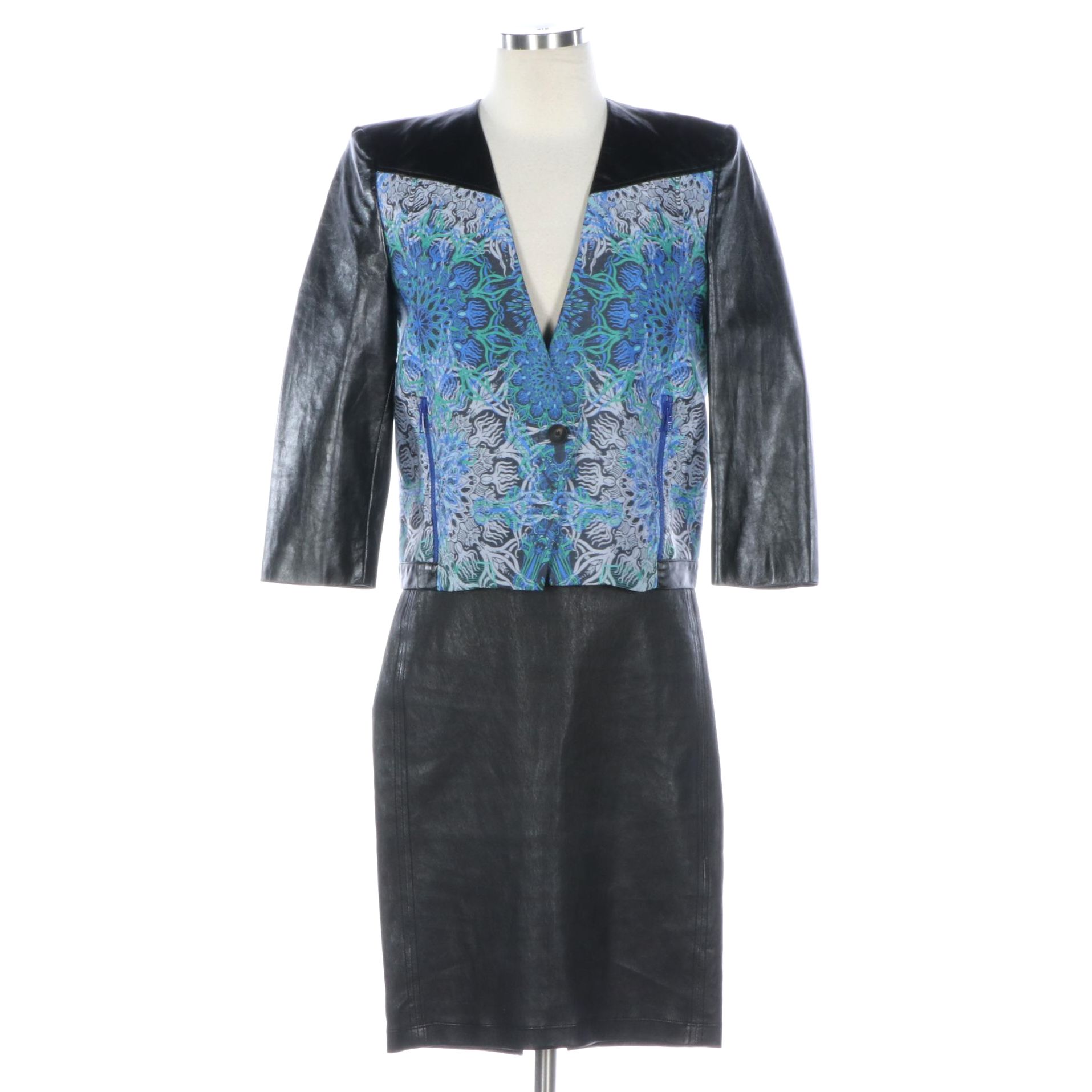 Helmut Lang for Intermix Jacket and Skirt in Lambskin Leather, New with Tags