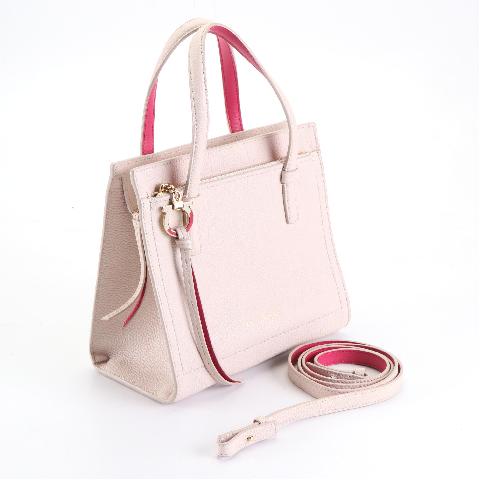 Salvatore Ferragamo Small Amy Two-Way Tote in Bicolor Pebble Grain Leather