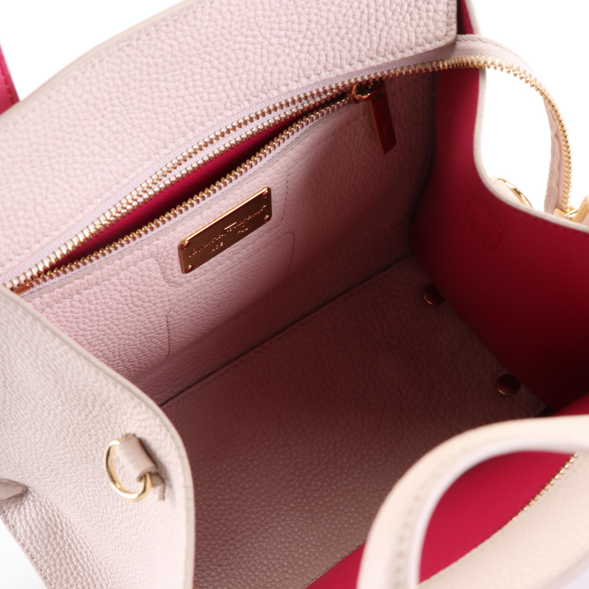 Salvatore Ferragamo Small Amy Two-Way Tote in Bicolor Pebble Grain Leather