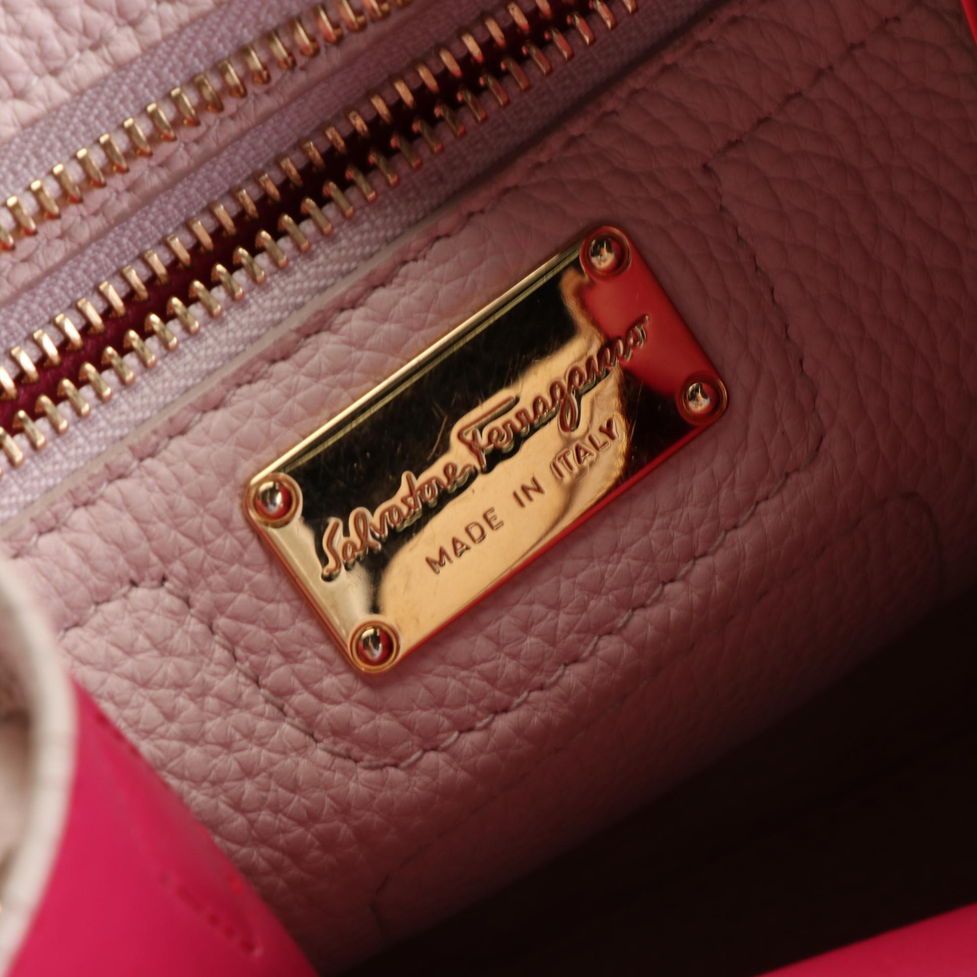 Salvatore Ferragamo Small Amy Two-Way Tote in Bicolor Pebble Grain Leather