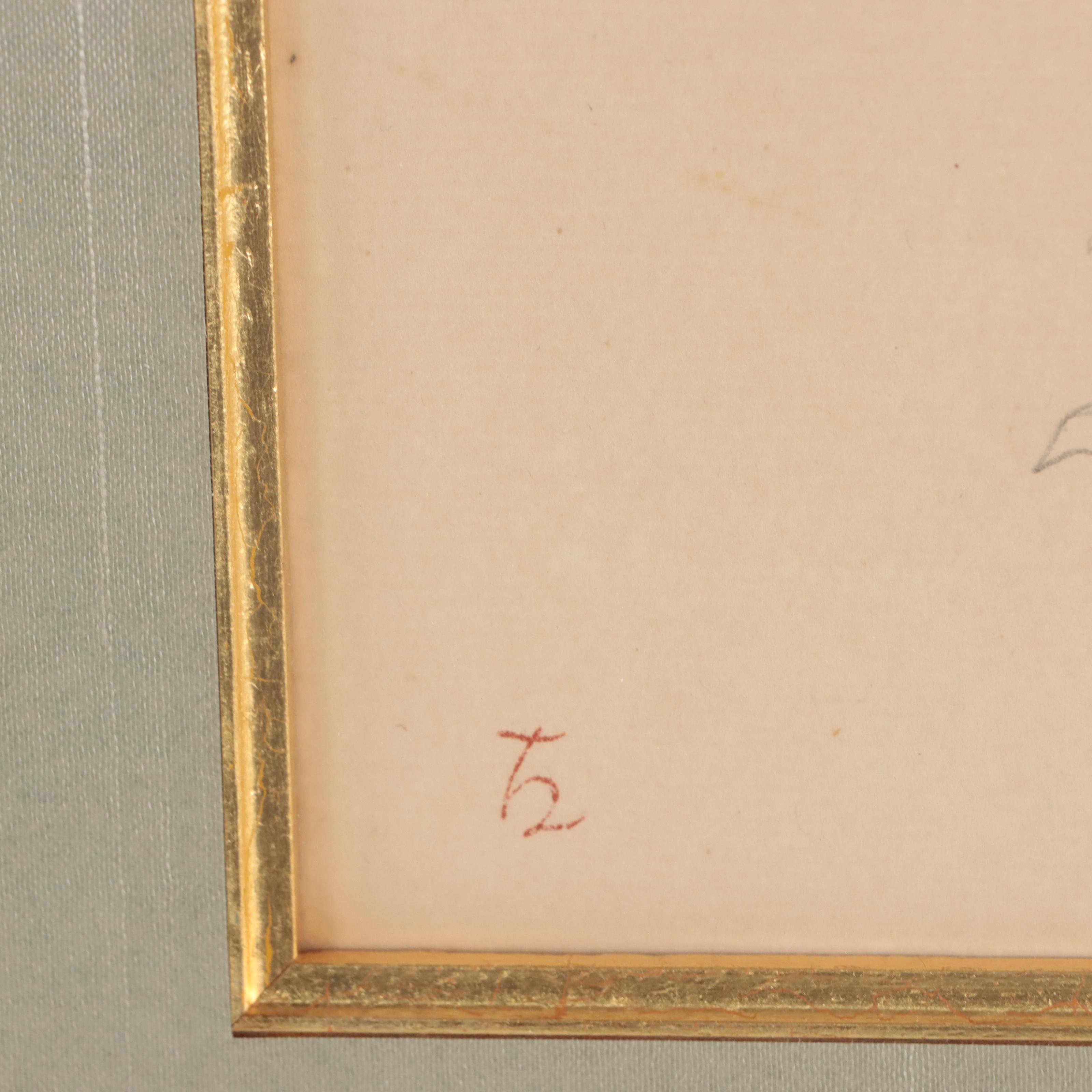 Graphite and Gouache Study of Hand and Flowers, Circa 1920