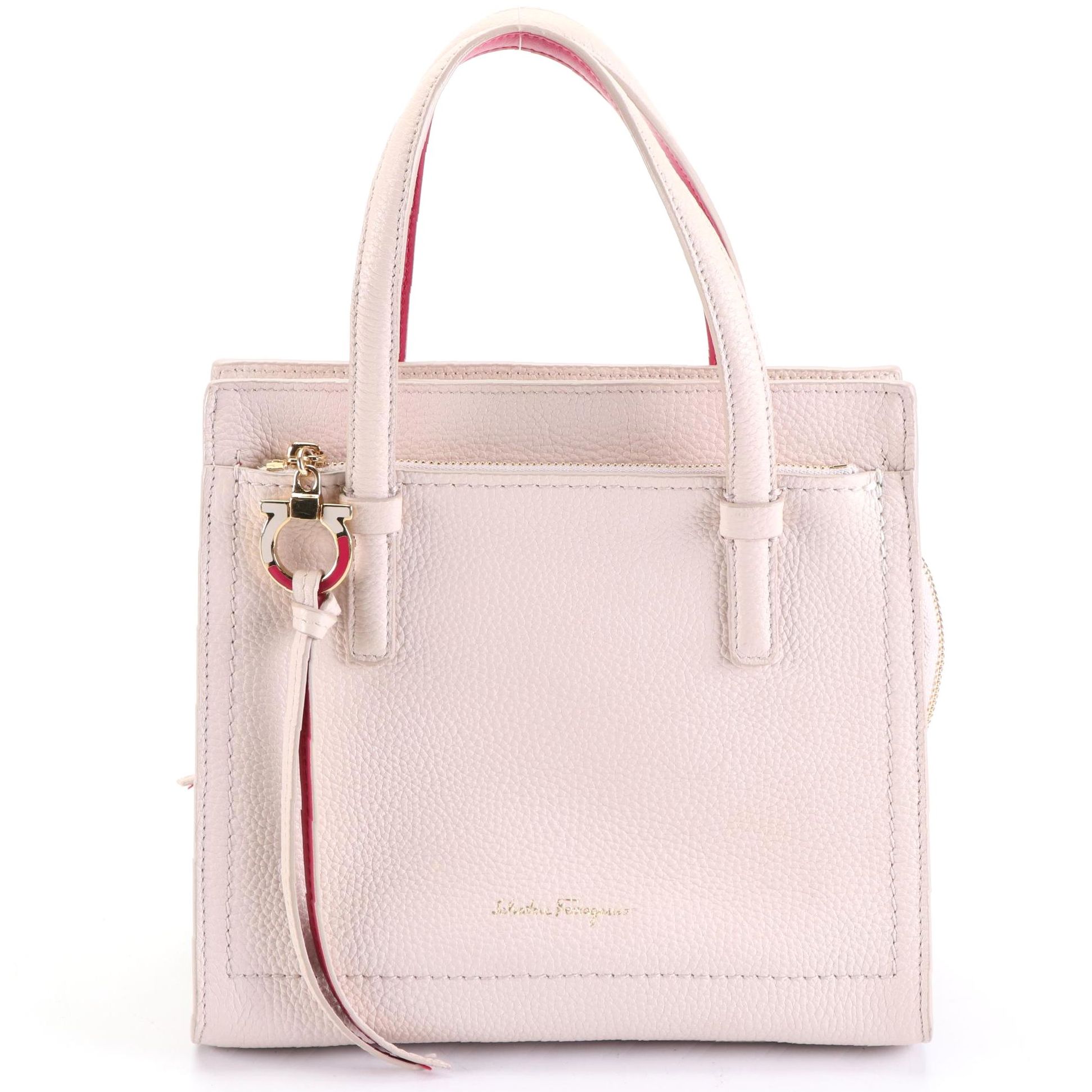 Salvatore Ferragamo Small Amy Two-Way Tote in Bicolor Pebble Grain Leather