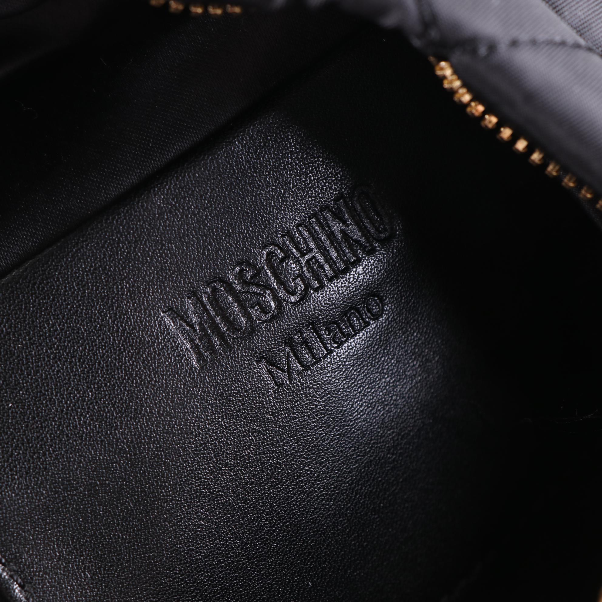 Moschino Mini Logo Studded Backpack in Quilted Nylon with Leather Trim