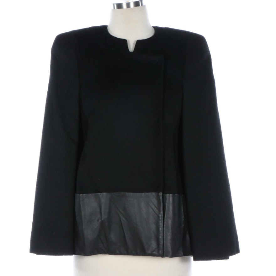 Max Azria Cape Coat in Wool and Leather, New with Tags