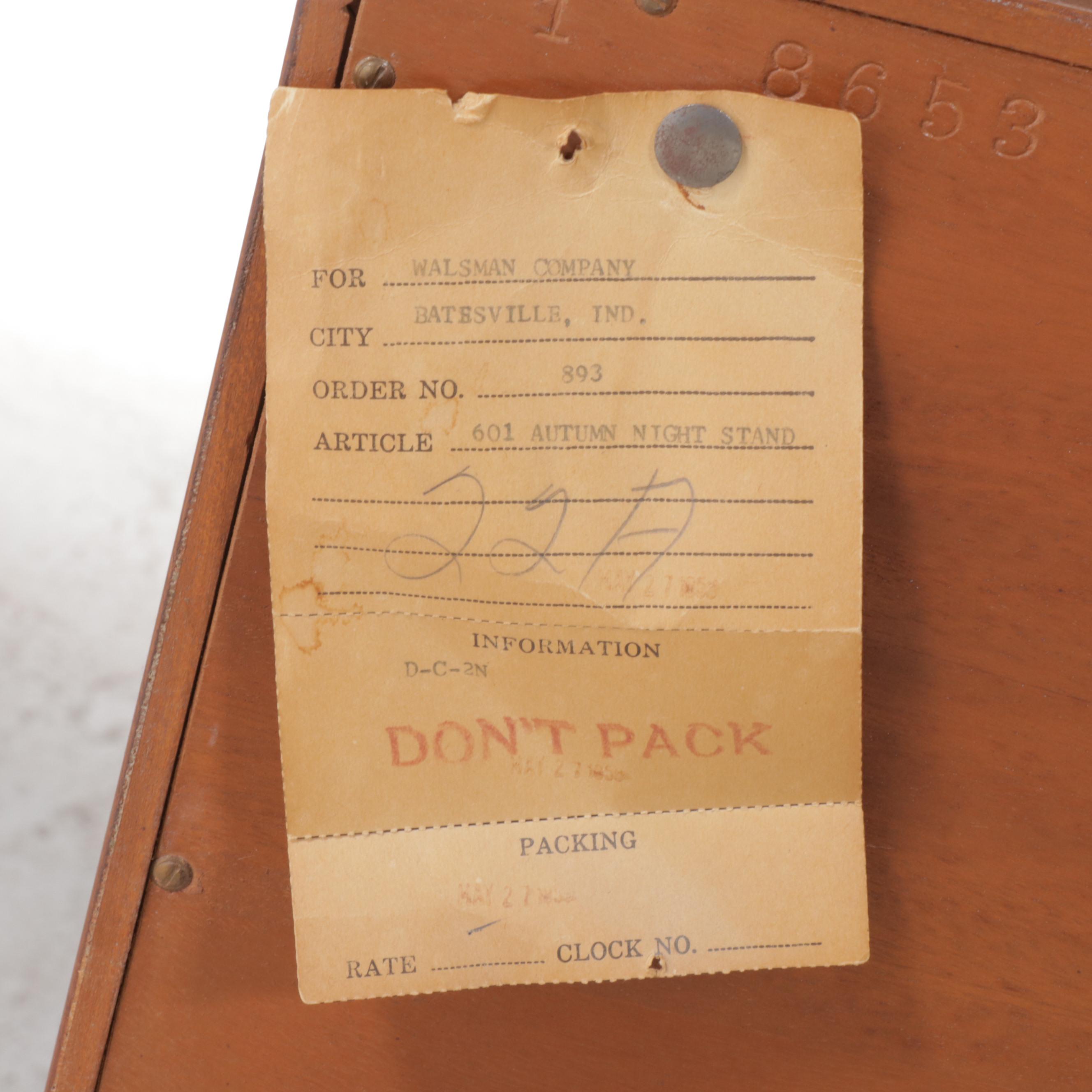 Pair of Romweber Empire Style Mahogany, Maple, and Burlwood Nightstands