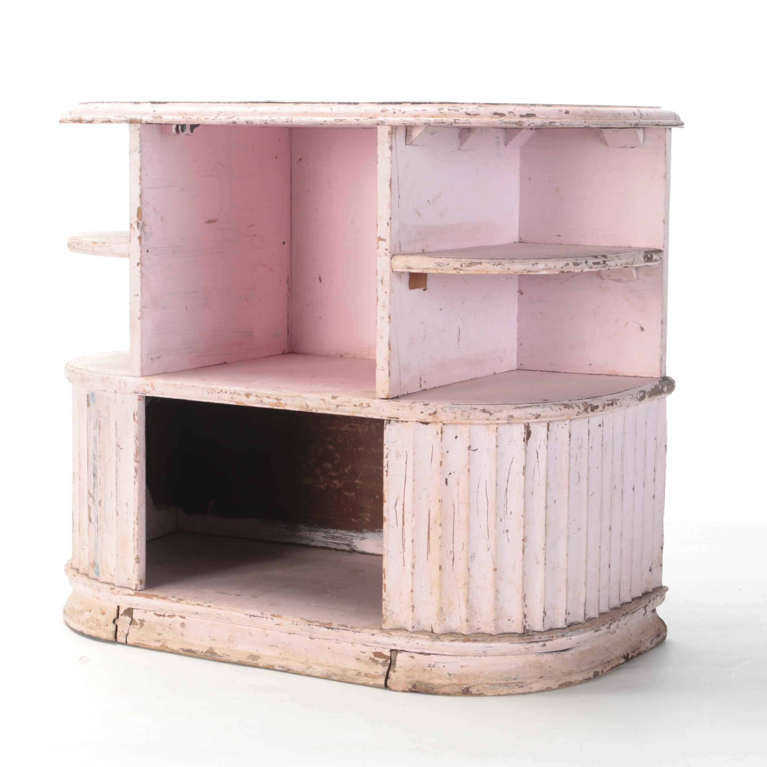 Victorian Wall Shelves and Pious Print and Two Vases