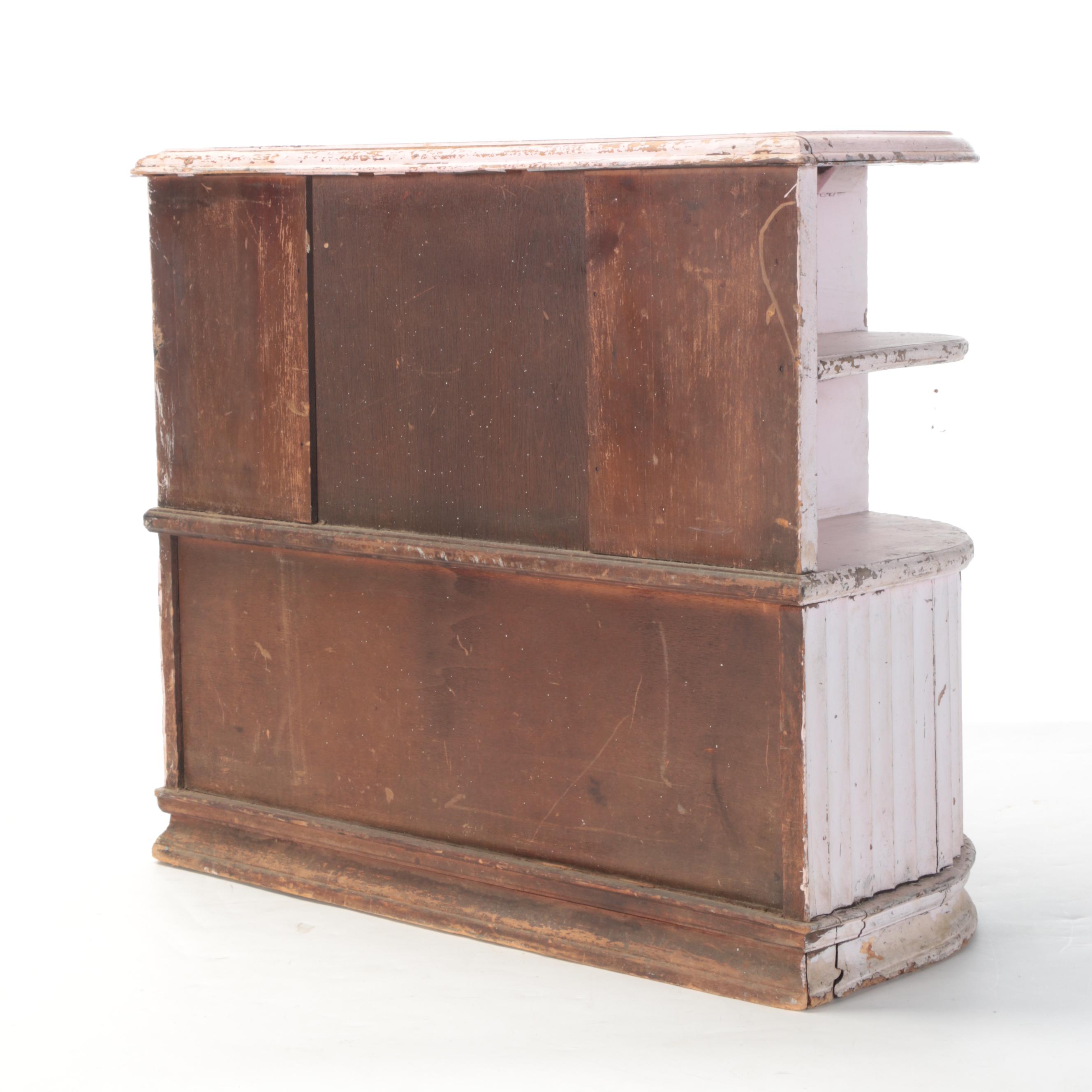 Victorian Wall Shelves and Pious Print and Two Vases