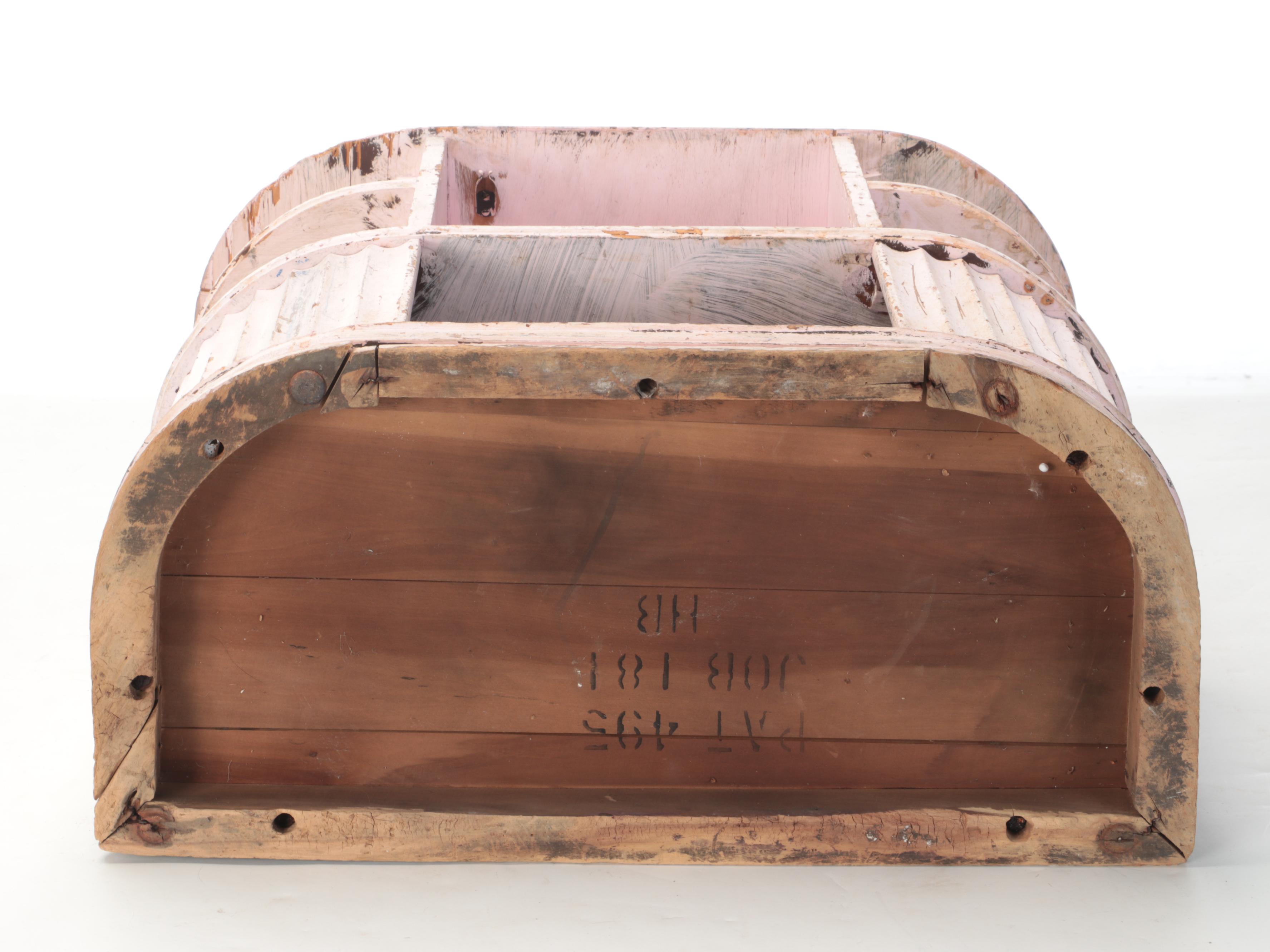 Victorian Wall Shelves and Pious Print and Two Vases