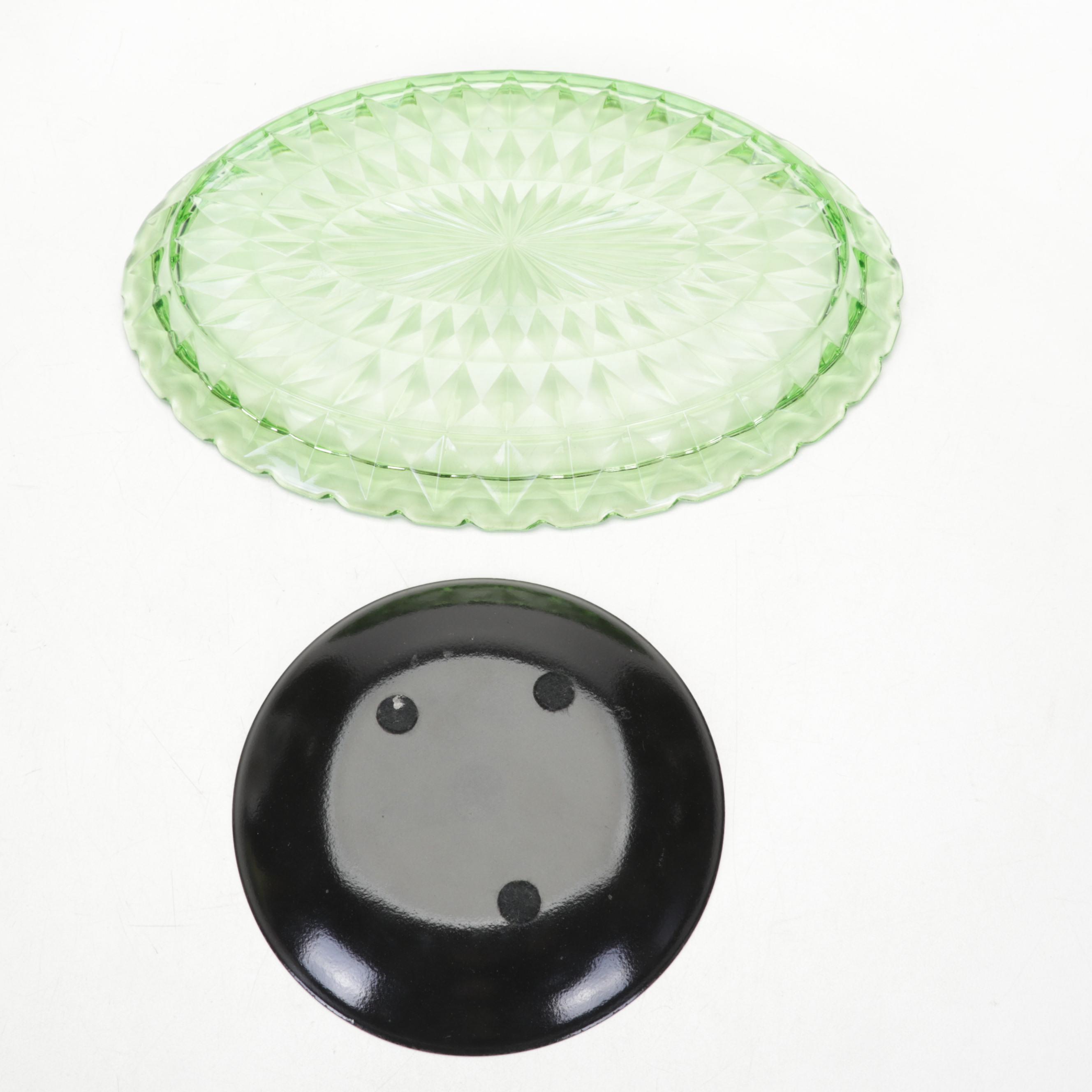 Metal & Porcelain White Rose Chandelier, Tumblers, Depression Glass Tray, & More